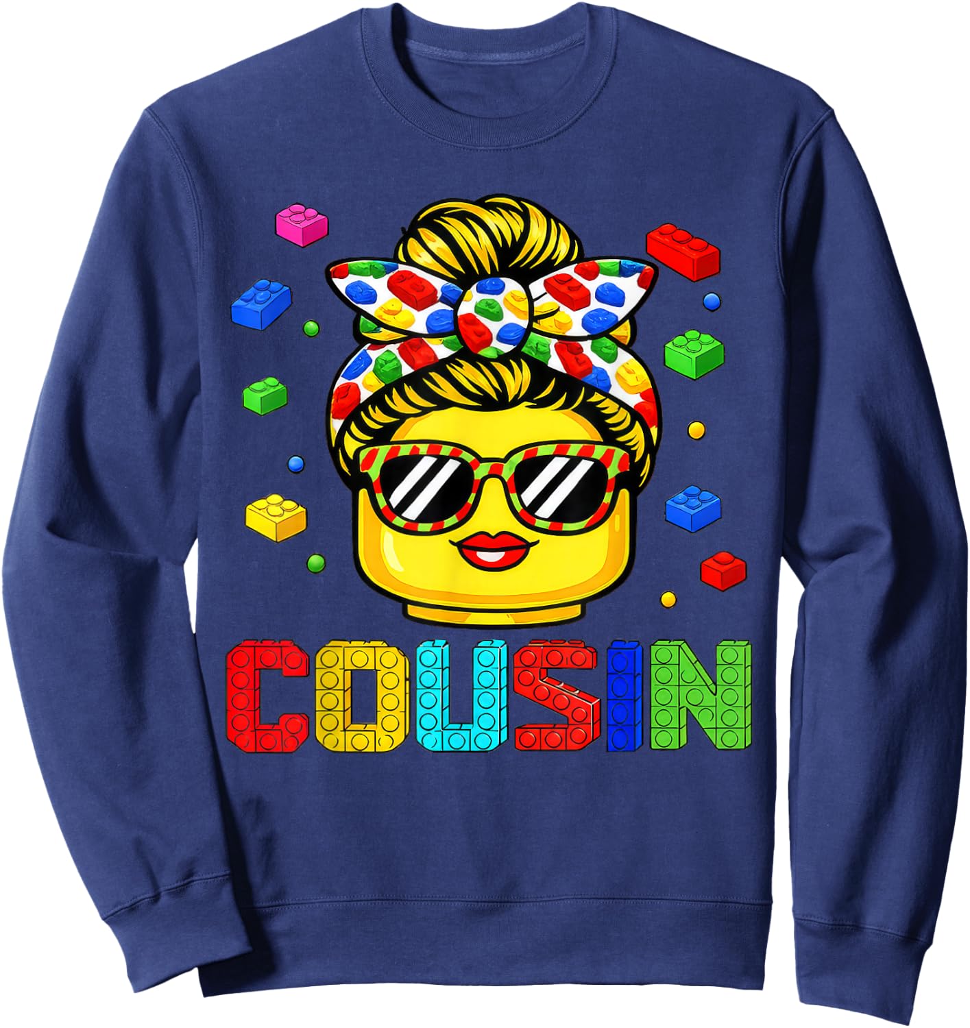 Cousin Master Builder Building Bricks Blocks Mothers Day Sweatshirt - Sweatshirt | Navy