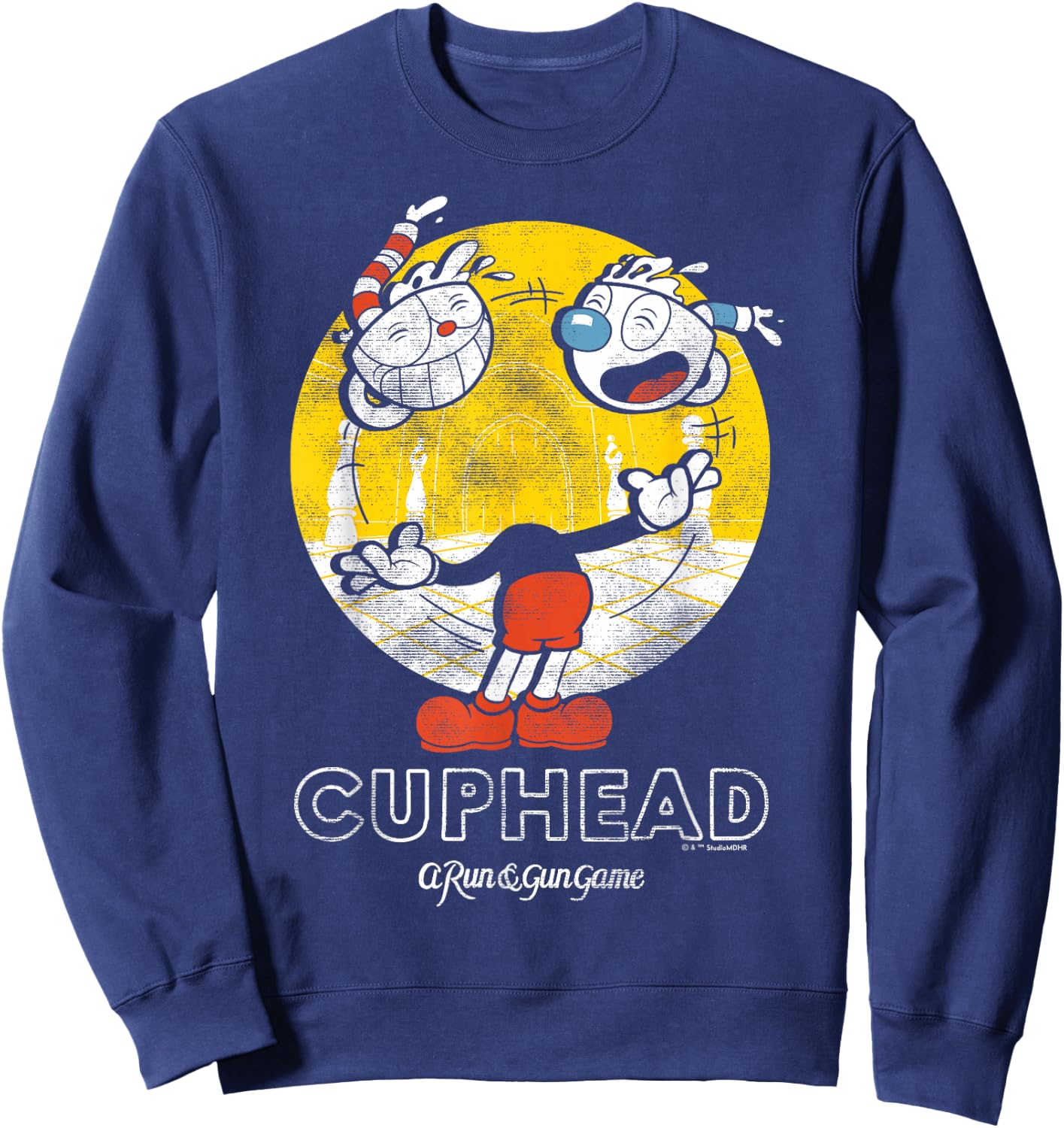 Cuphead with Mugman Head Juggling Sweatshirt - Sweatshirt | Navy