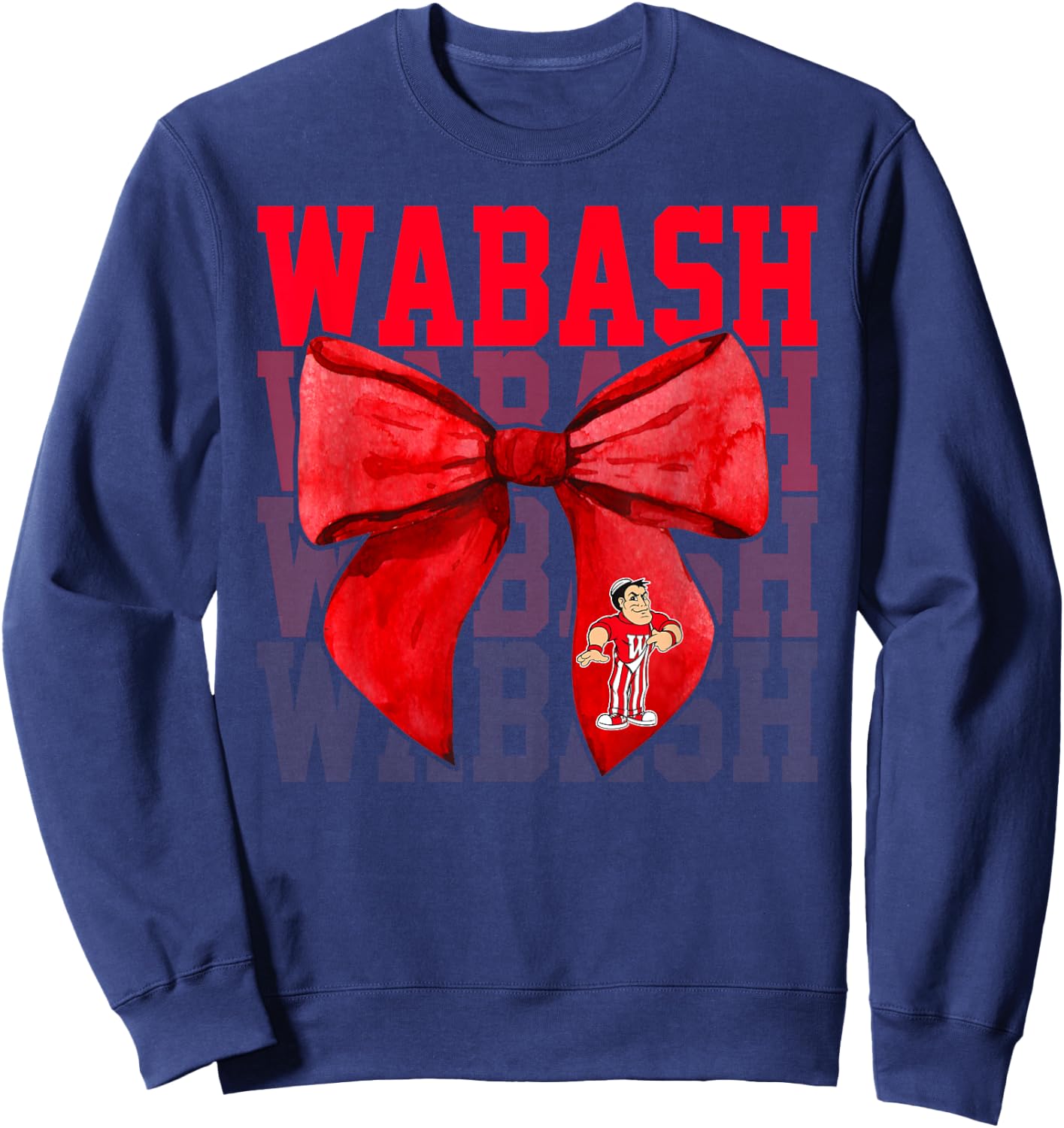 Wabash College Bow Vintage Athletics Girls Women Sweatshirt - Sweatshirt | Navy
