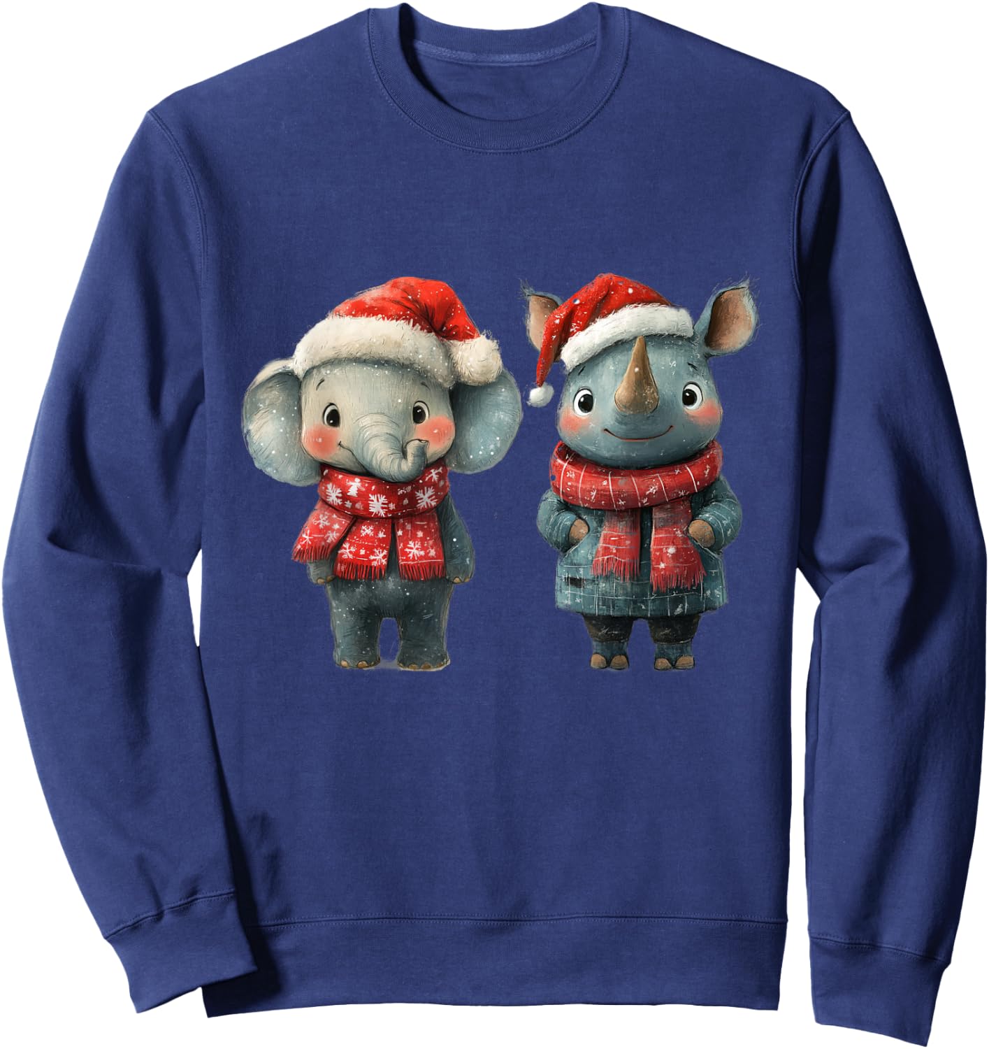 Elephant and Rhino animal South African Christmas animals Sweatshirt - Sweatshirt | Navy