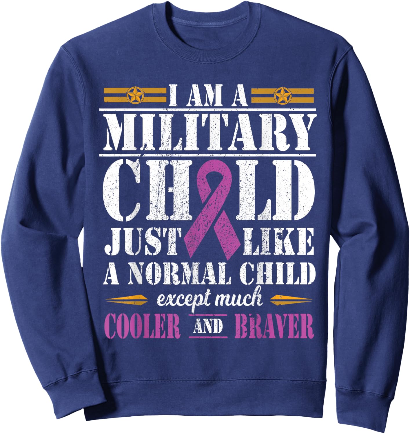 Military Child Month Purple Up Proud Patriotic Military Brat Sweatshirt - Sweatshirt | Navy