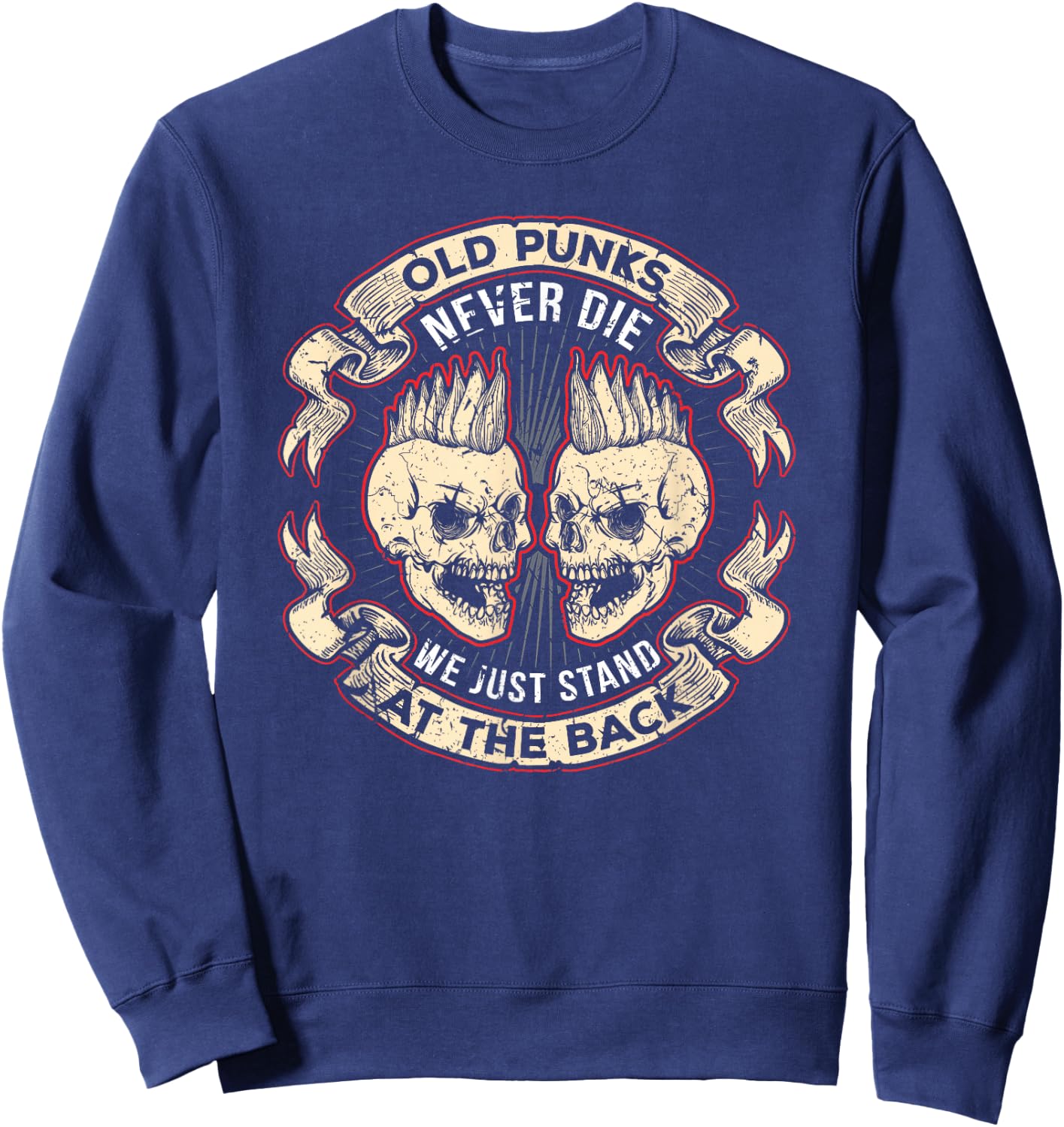 Old Punks Never Die Punk Rock Metal Concert Sweatshirt - Sweatshirt | Navy