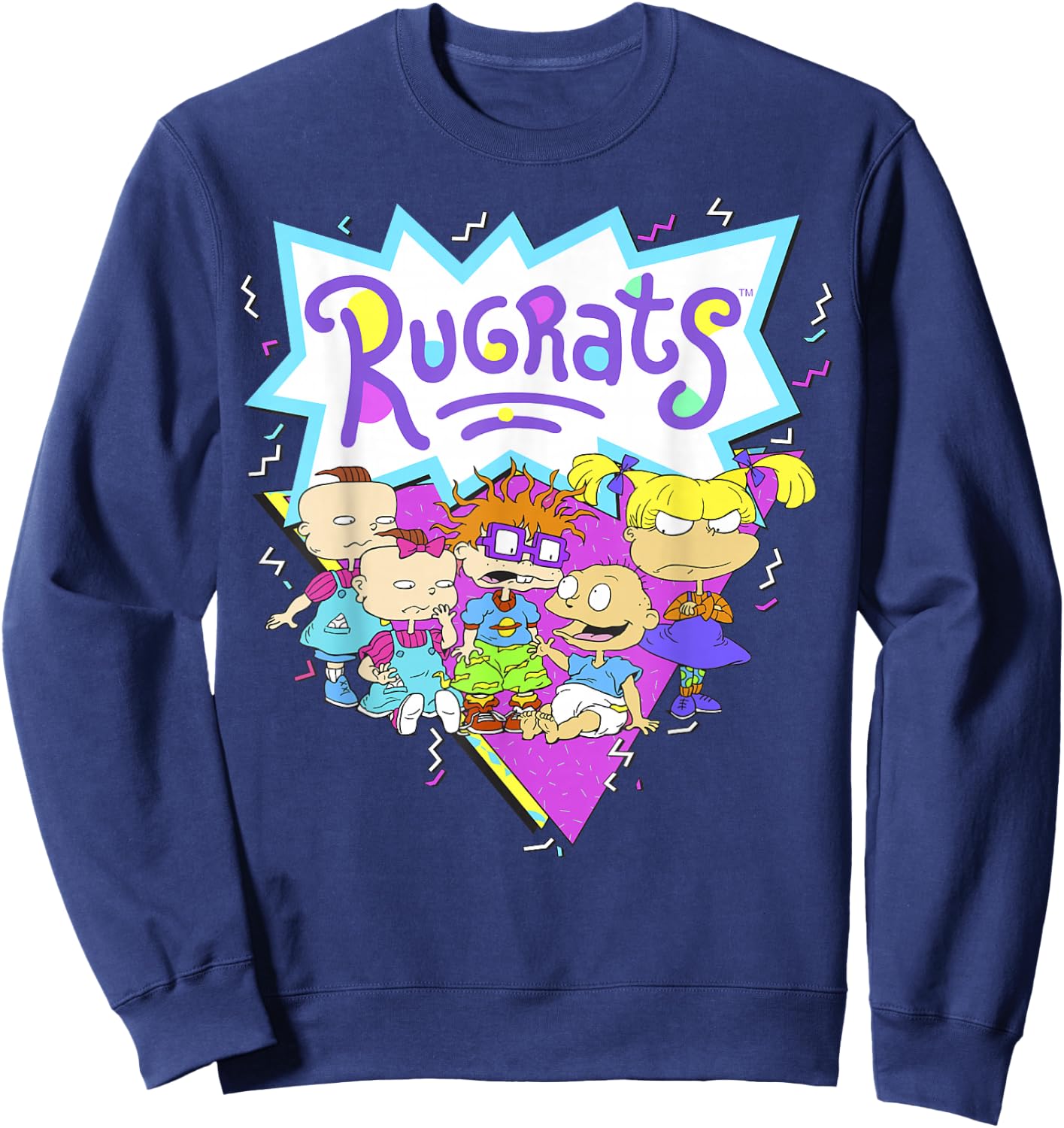 Rugrats Group Shot Retro Geometric Logo Sweatshirt - Sweatshirt | Navy