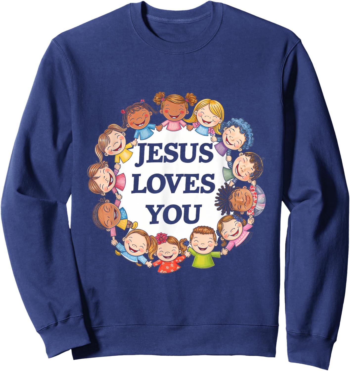 Jesus Loves You Kids Faith Children Religious Love Sweatshirt - Sweatshirt | Navy