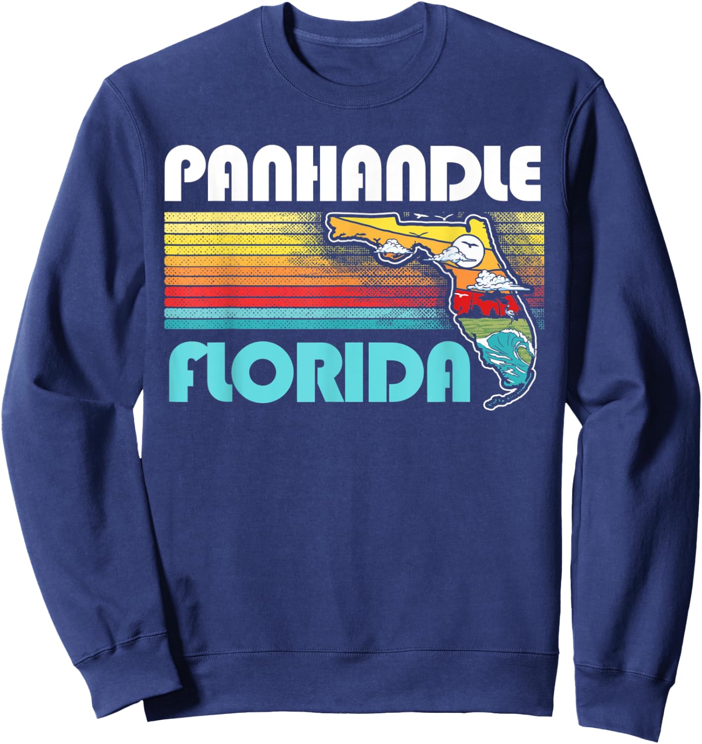 Panhandle Vintage Florida Nature & Outdoors Retro Graphic Sweatshirt - Sweatshirt | Navy