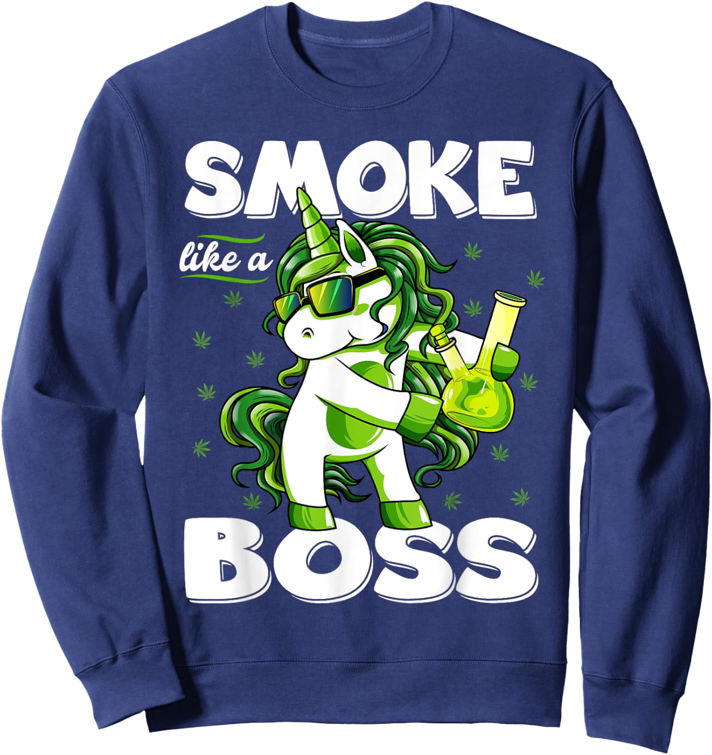 Funny 420 Marijuana Weed T Shirts -Adults Black Small Modern Round Collar Short Sleeve 420 Unicorn Floss Like A Boss Weed Pot Leaf Marijuana Sweatshirt - Sweatshirt | Navy