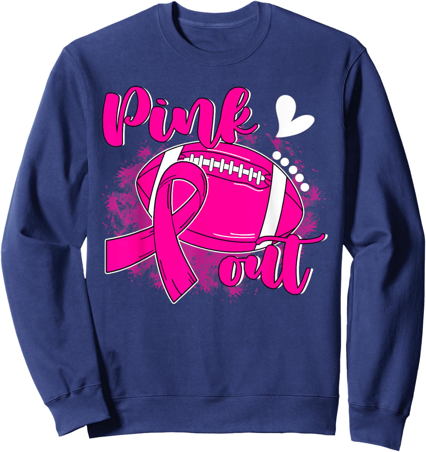 Pink Out Breast Cancer Awareness Football Pink Ribbon Women Sweatshirt - Sweatshirt | Navy