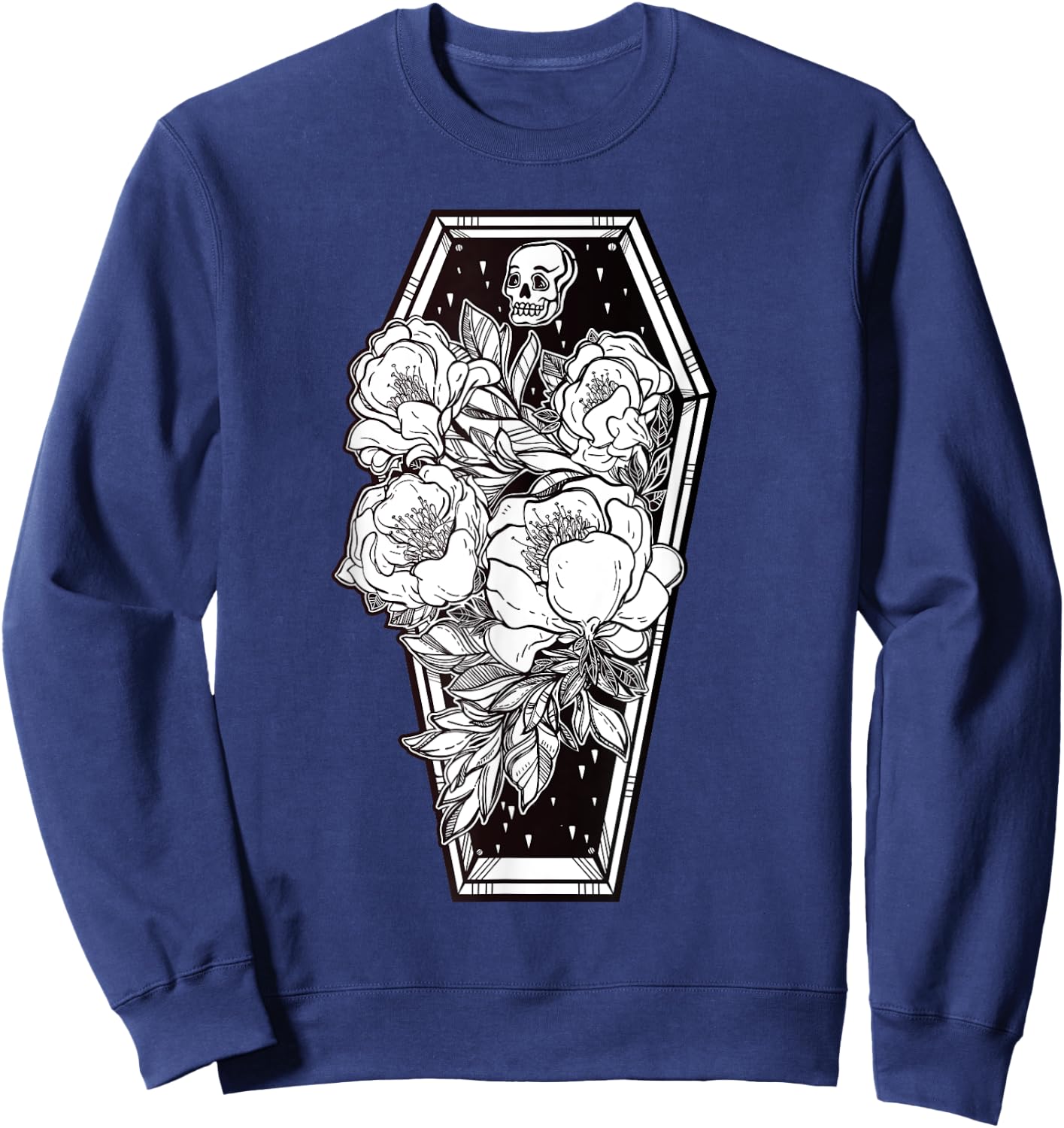 Floral Spooky Halloween - Grave and Roses Occult Sweatshirt - Sweatshirt | Navy