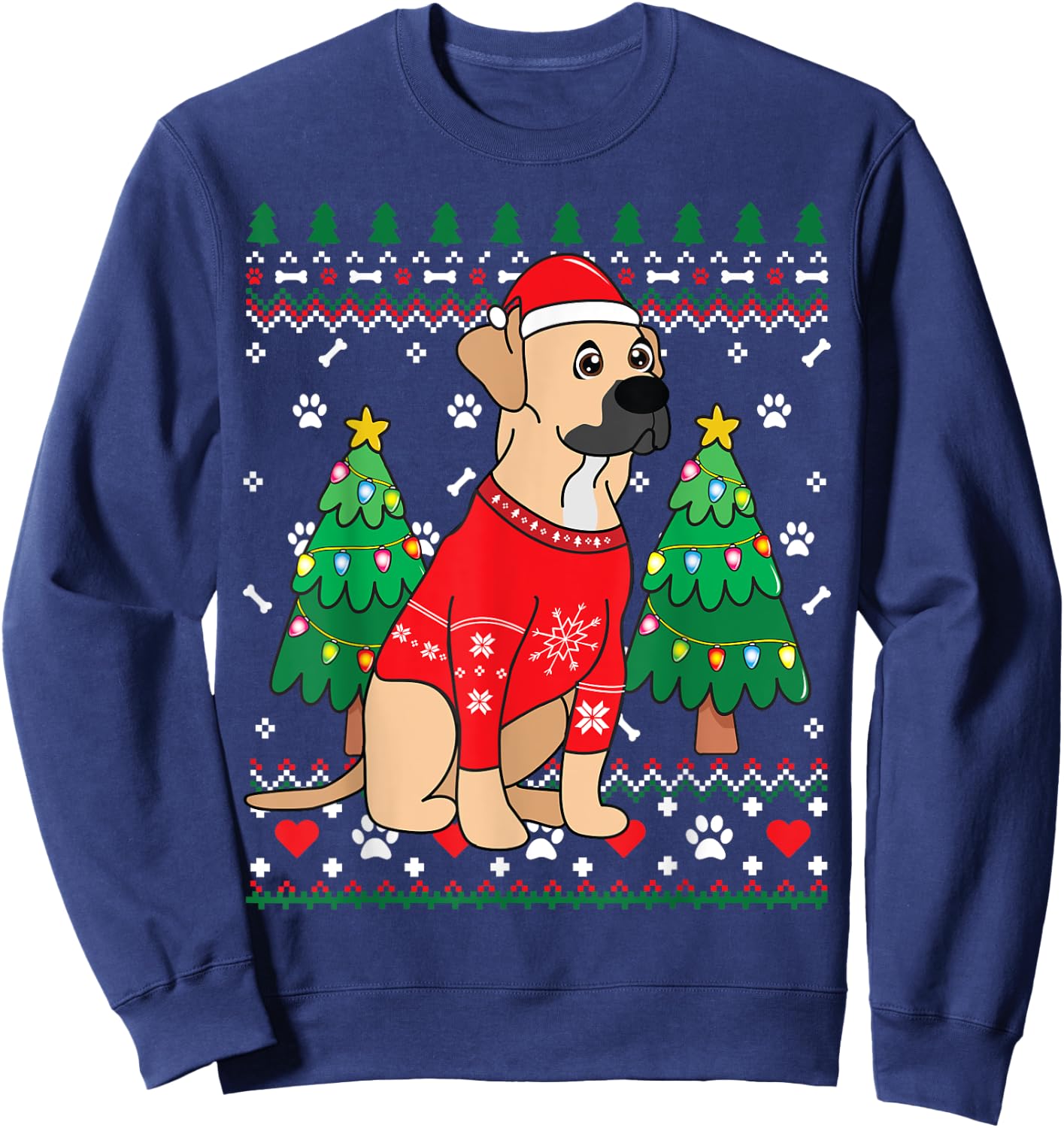 Black Mouth Cur Christmas Ornament Tree Mom Dad Gift Sweatshirt - Sweatshirt | Navy