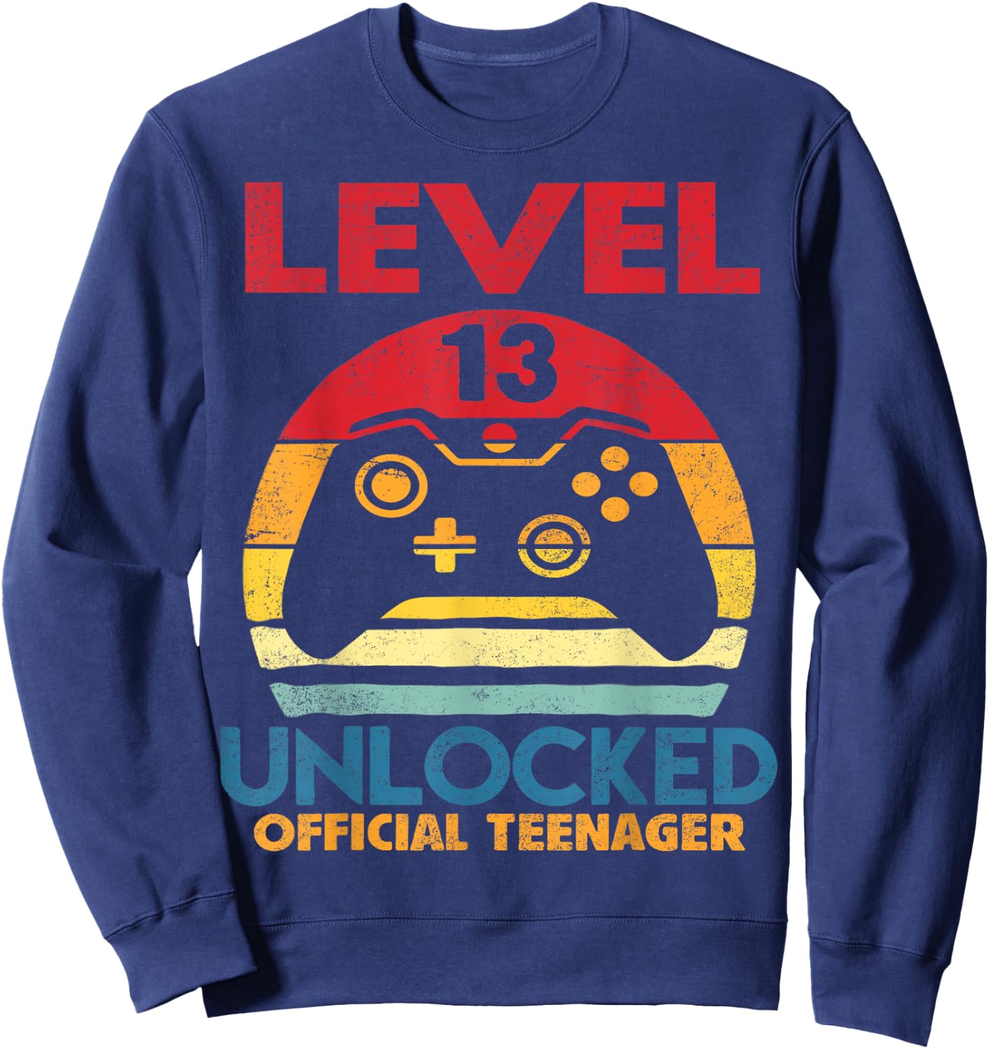 Official Teenager 13th Birthday Boy Shirt Level 13 Unlocked Sweatshirt - Sweatshirt | Navy