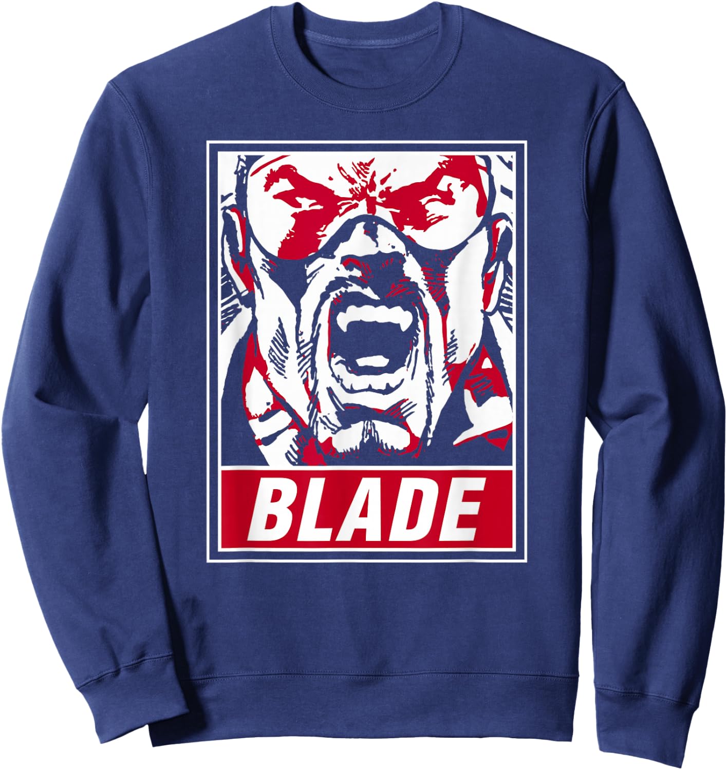 Marvel Blade Propaganda Poster Red Highlight Graphic Sweatshirt - Sweatshirt | Navy