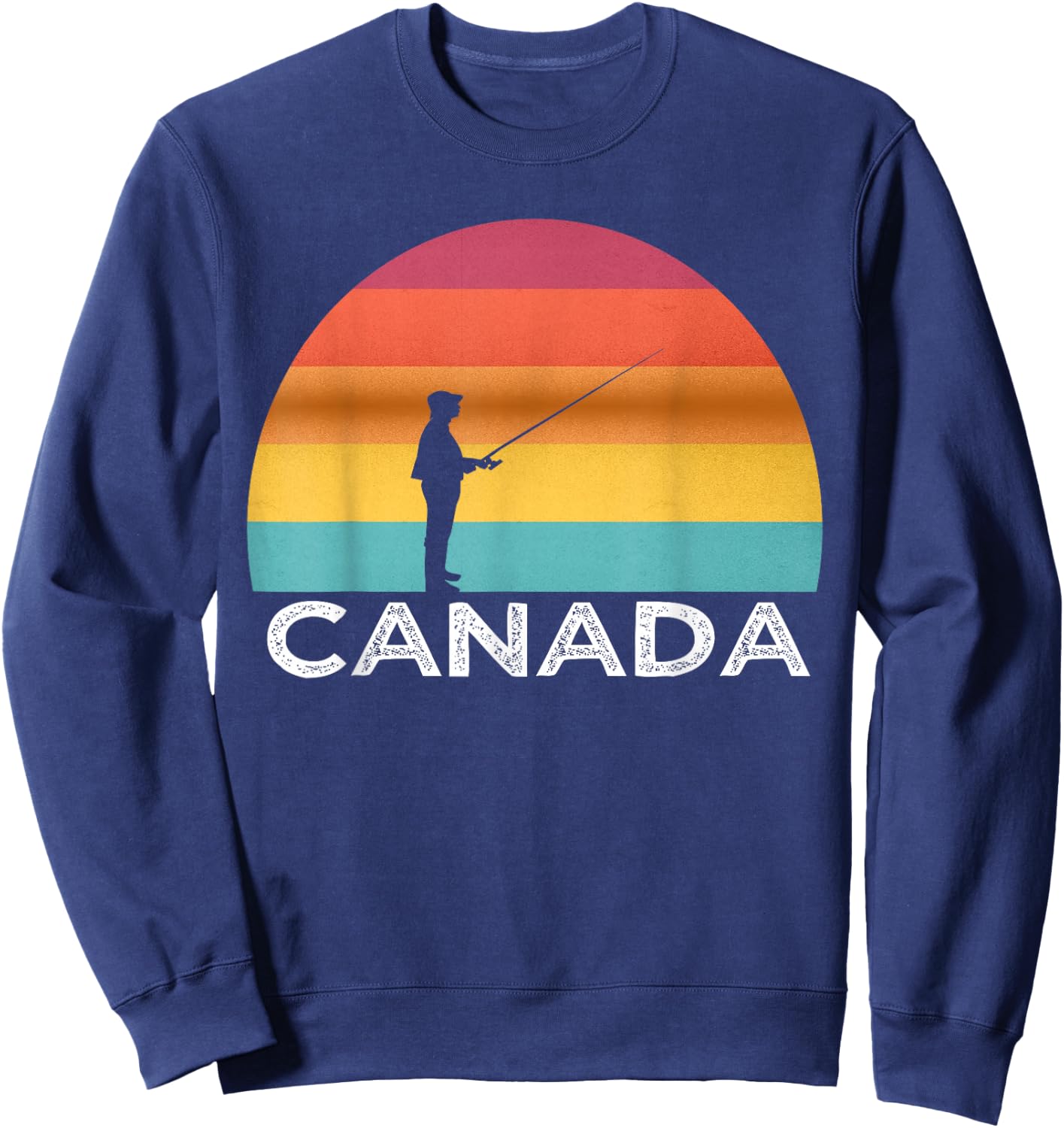 Sunset Canada Fishing T Shirt Canadian Fisherman Trip Sweatshirt - Sweatshirt | Navy
