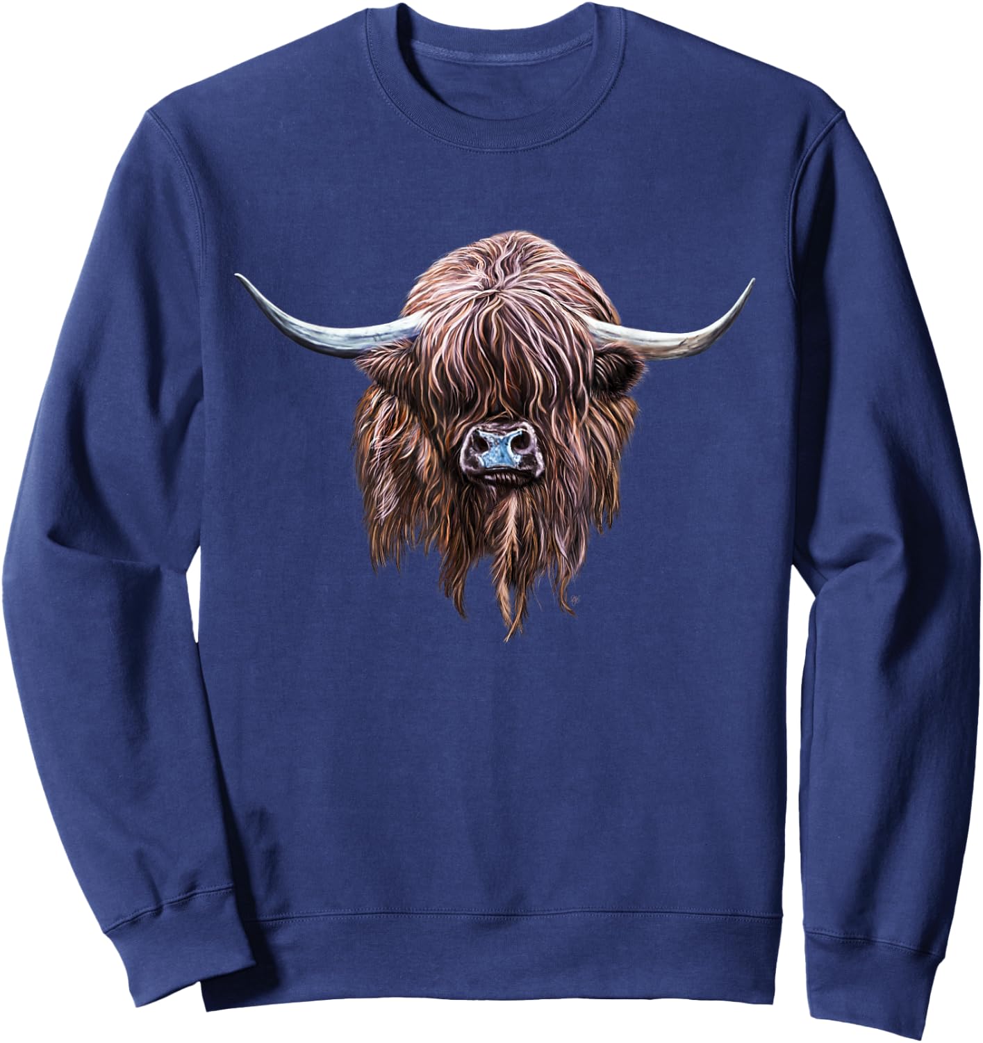 Scottish Highland Cow Wee Hamish The Hairy Coo Sweatshirt - Sweatshirt | Navy