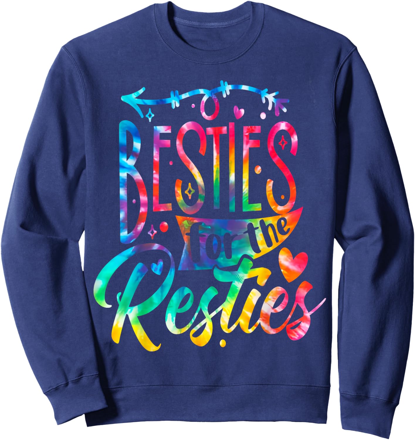 Besties For Restie BFF Best Friends Matching Couple Tie Dye Sweatshirt - Sweatshirt | Navy