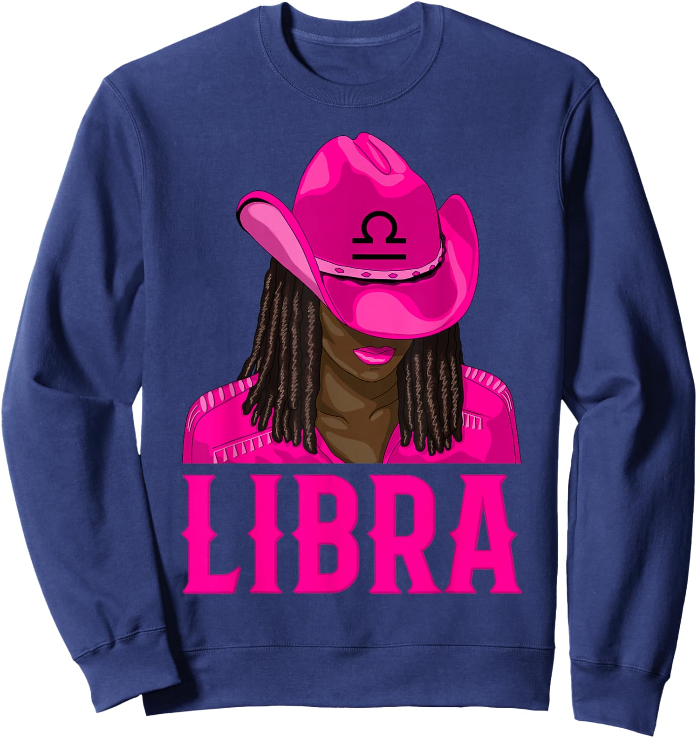 Libra Western Cowgirl African American Black Women Sweatshirt - Sweatshirt | Navy