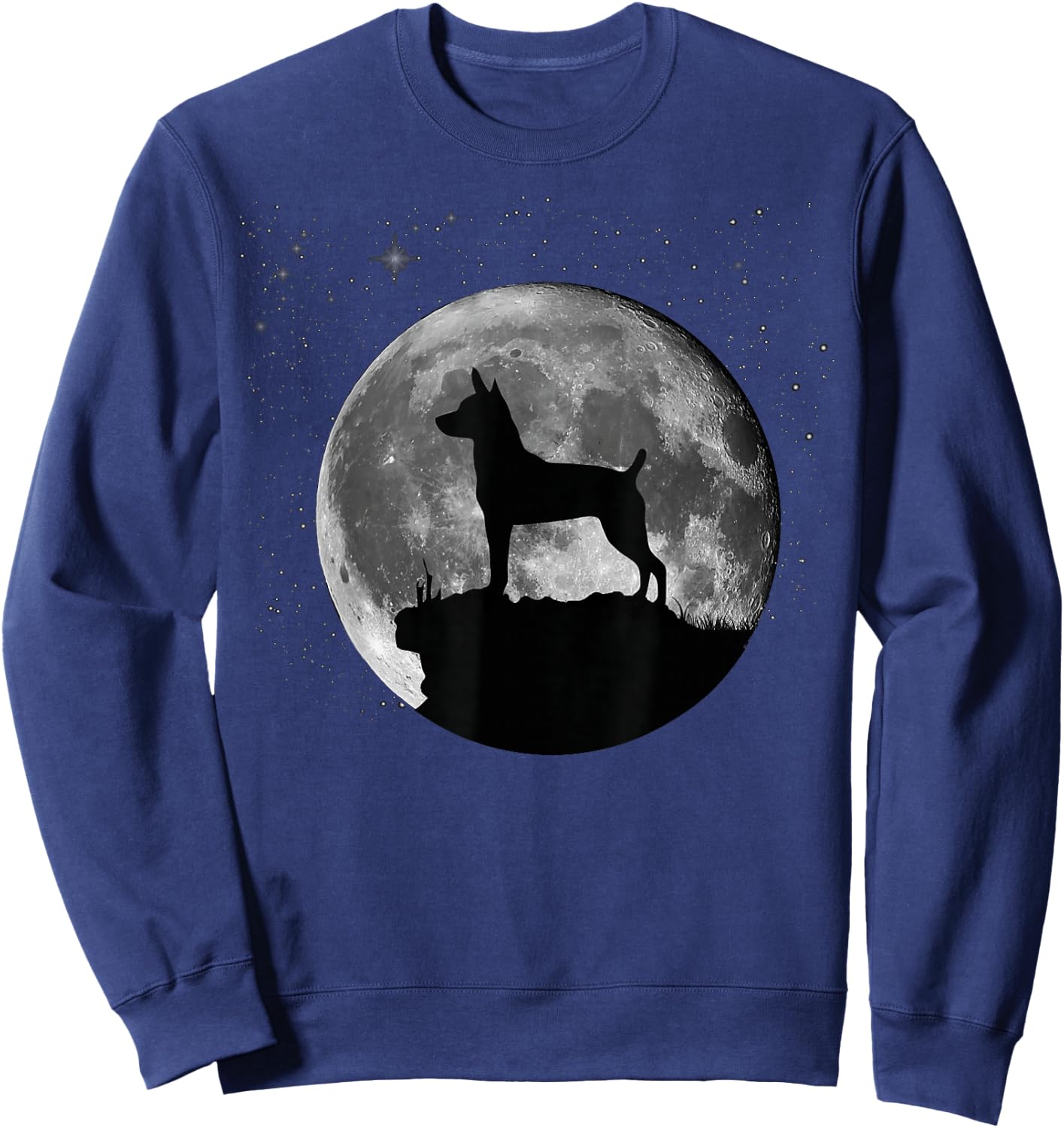 Rat Terrier Dog Moon Sweatshirt - Sweatshirt | Navy