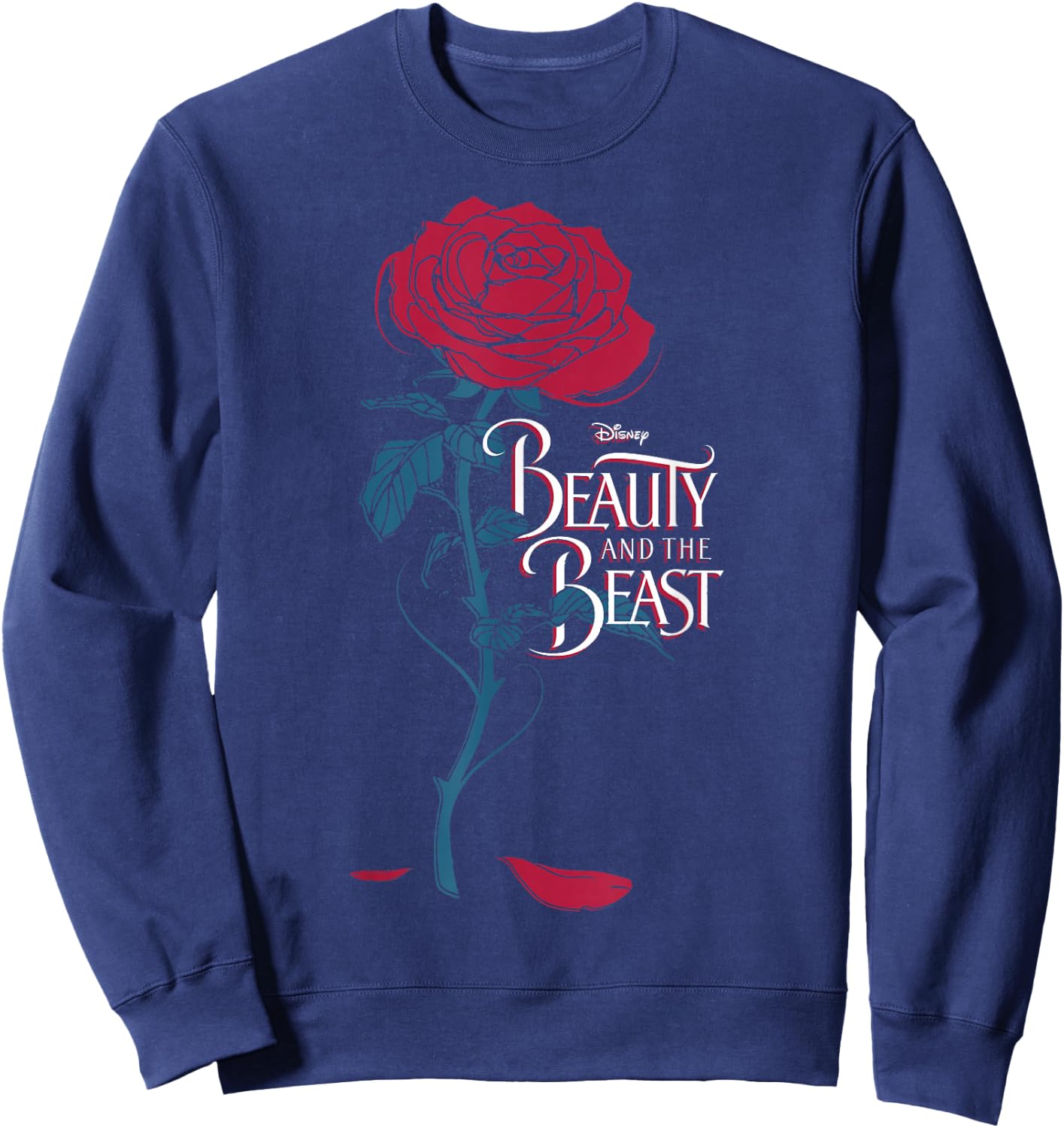 Disney Beauty & The Beast Wilting Rose Logo Graphic Sweatshirt - Sweatshirt | Navy