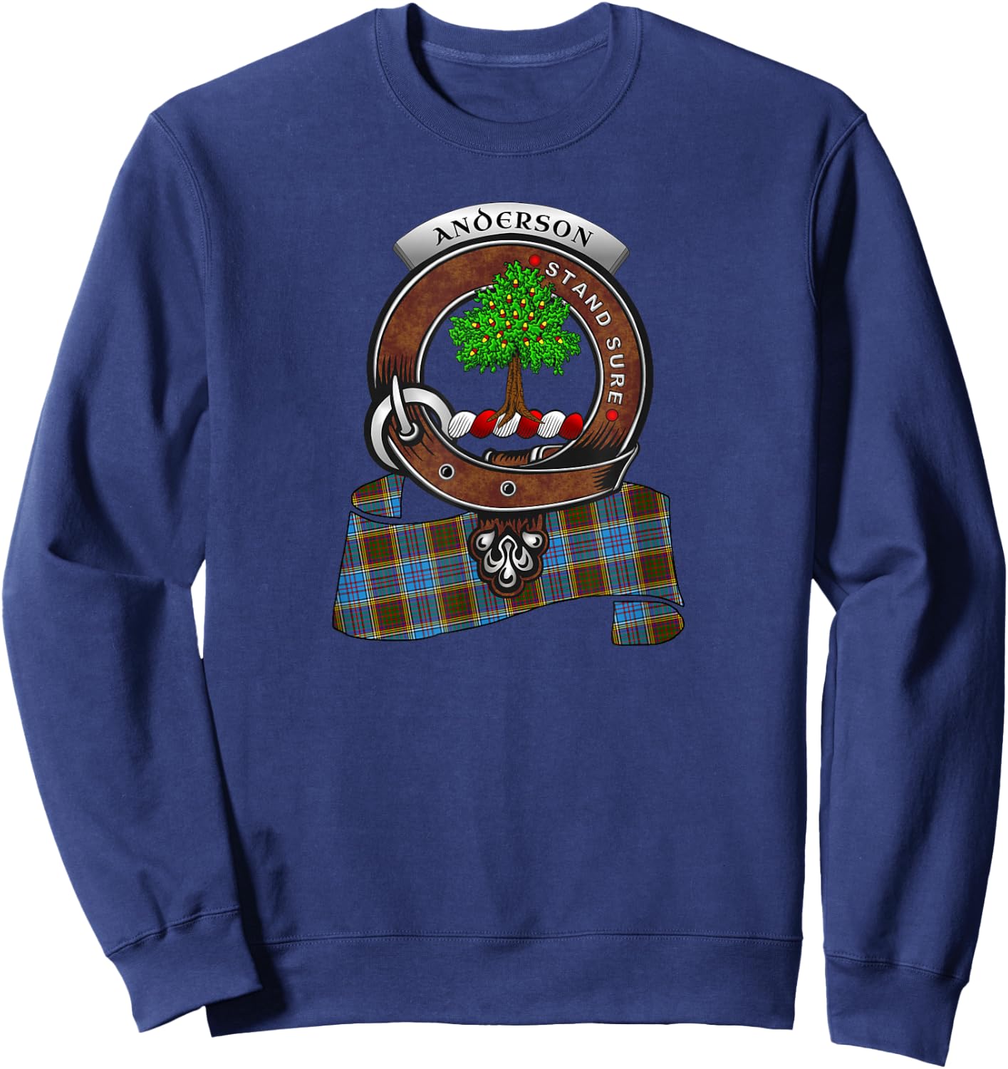 Anderson Scottish Clan Badge & Tartan Sweatshirt - Sweatshirt | Navy