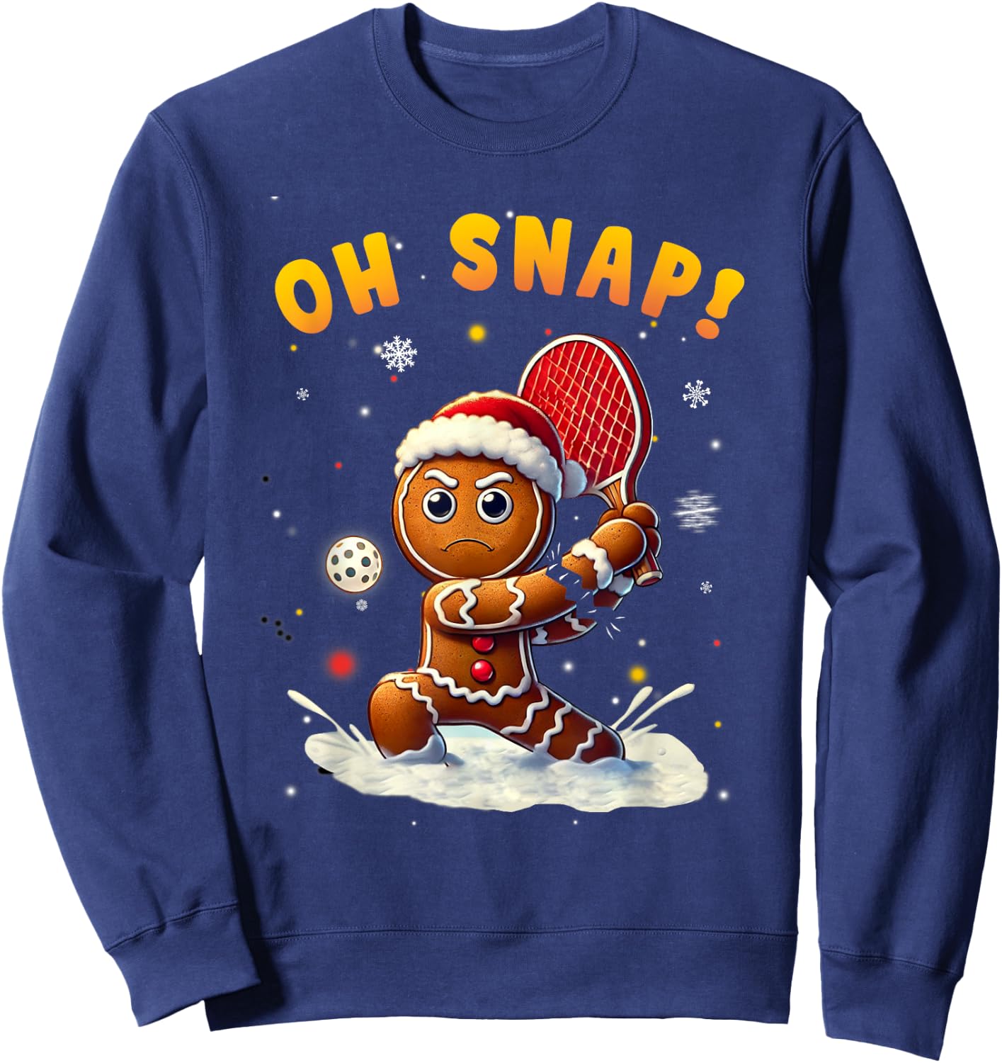 Oh Snap Gingerbreadman Christmas Pickleball Sweatshirt - Sweatshirt | Navy