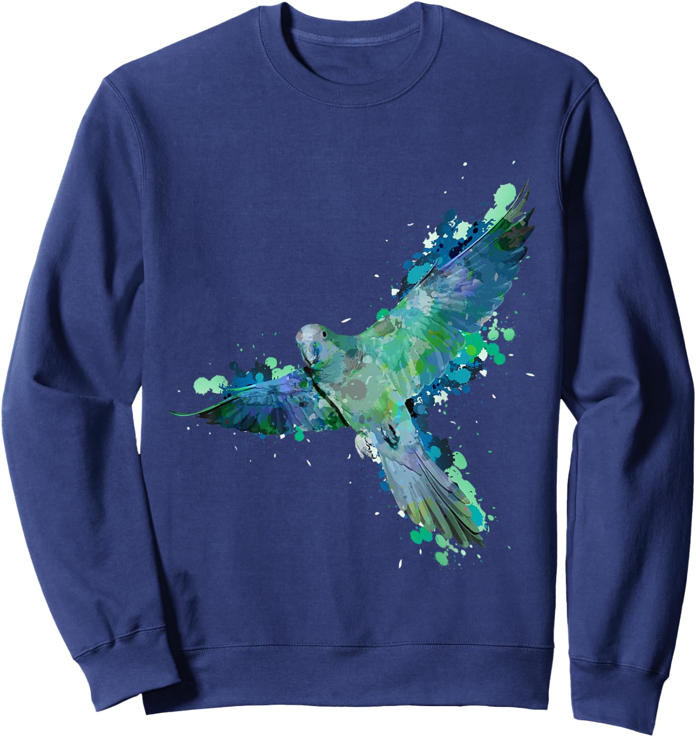 Watercolor Parrot T Shirt | Gift Parakeet Lovers Macaw Sweatshirt - Sweatshirt | Navy