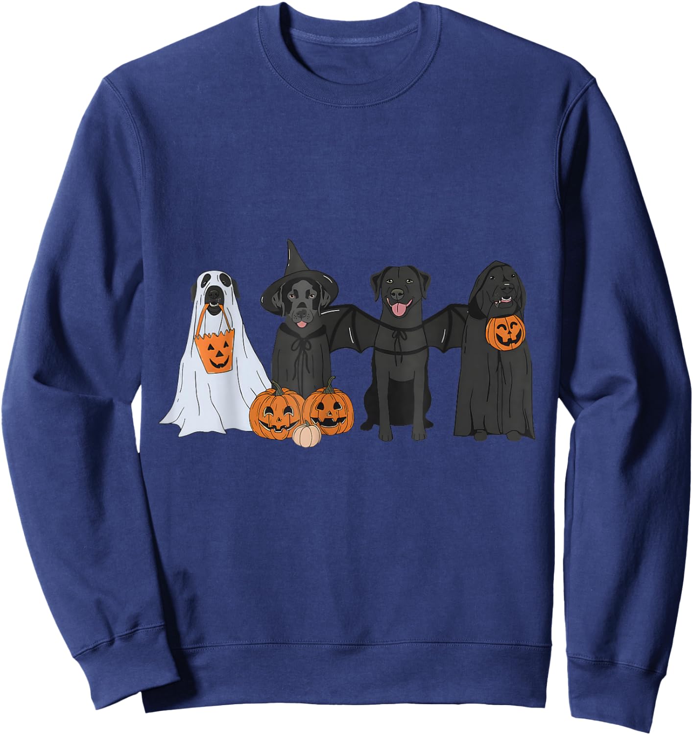 Black Labrador Halloween Ghost pumpkin Sweatshirt - Sweatshirt | Navy