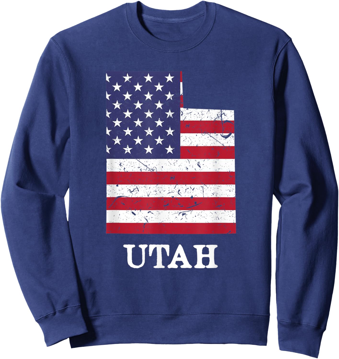 Utah Map State American Flag Shirt 4th Of July Pride Kids Men Sweatshirt - Sweatshirt | Navy