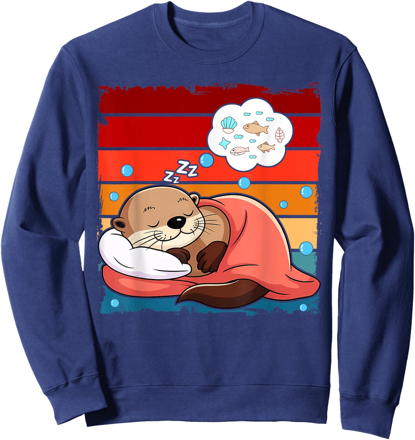 Otter Sleeping Animal Pajamas Nap PJs Outfit Sea Otter Sweatshirt - Sweatshirt | Navy