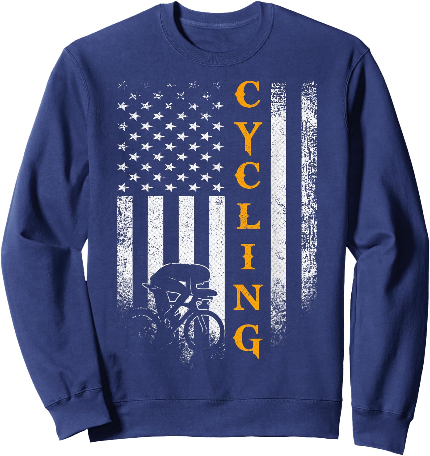 Vintage USA Cycling Player American Flag Bicycle Funny Gift Sweatshirt - Sweatshirt | Navy