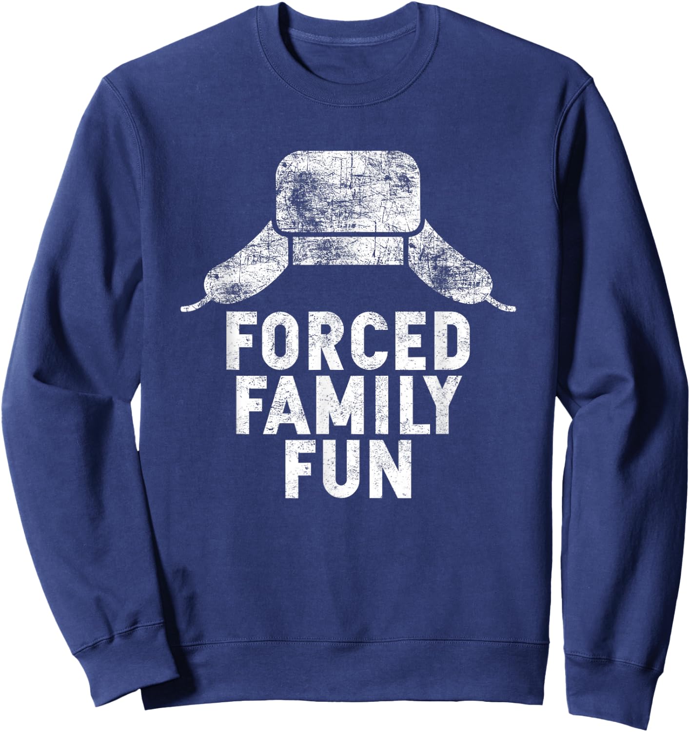 Forced Family Fun Holiday Apparel and Gift -Adults Red Thanksgiving Sweatshirt - Sweatshirt | Navy