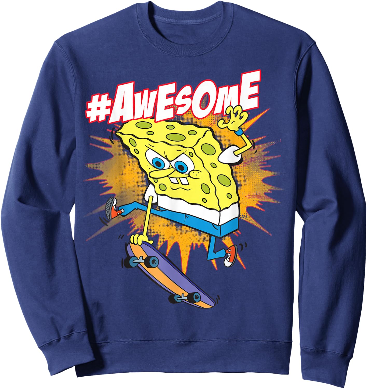 Spongebob SquarePants Awesome Skateboard Trick Sweatshirt - Sweatshirt | Navy