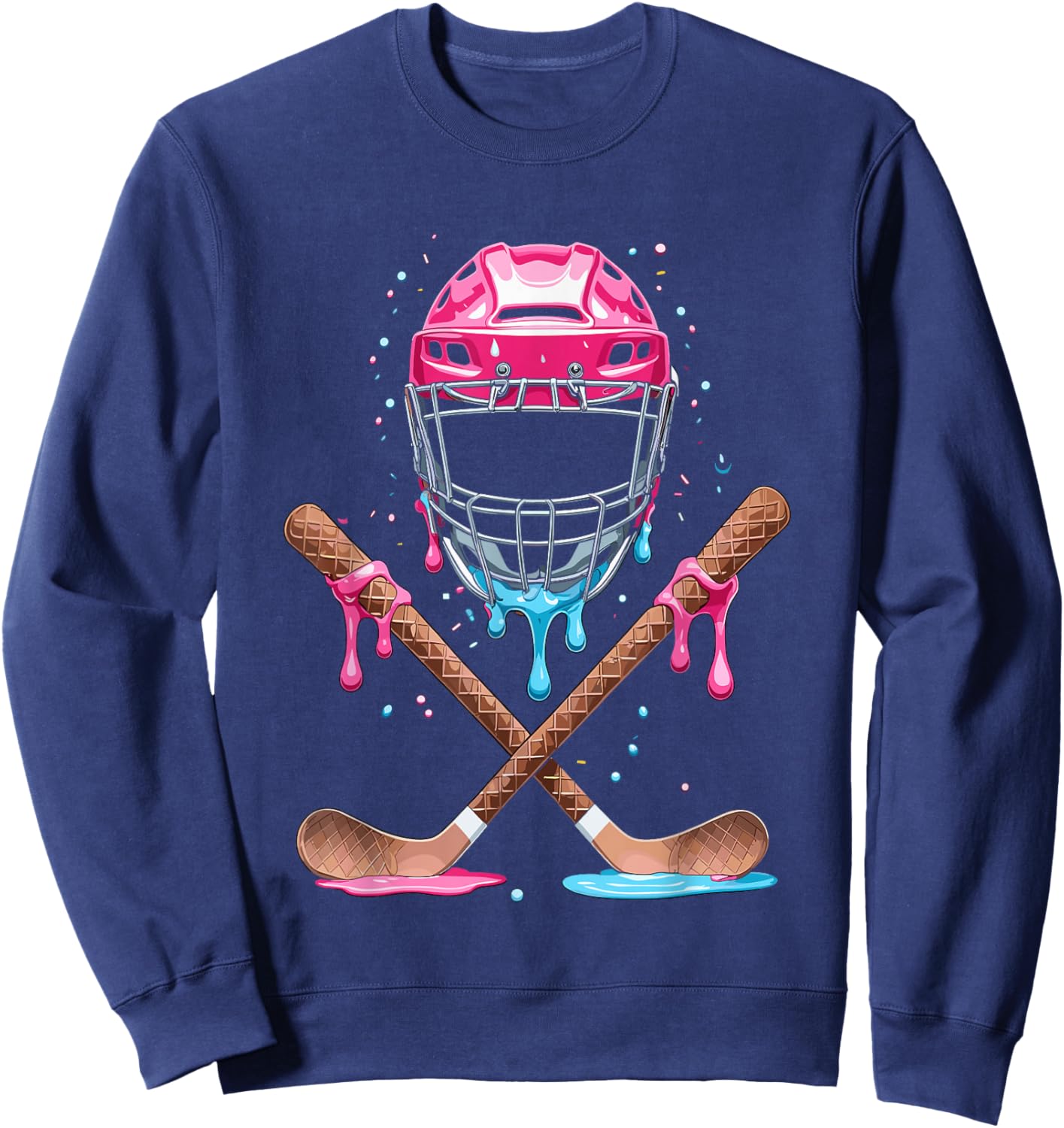 Hockey Sticks Ice Cream Sprinkle Drip Sport Boy Youth Player Sweatshirt - Sweatshirt | Navy
