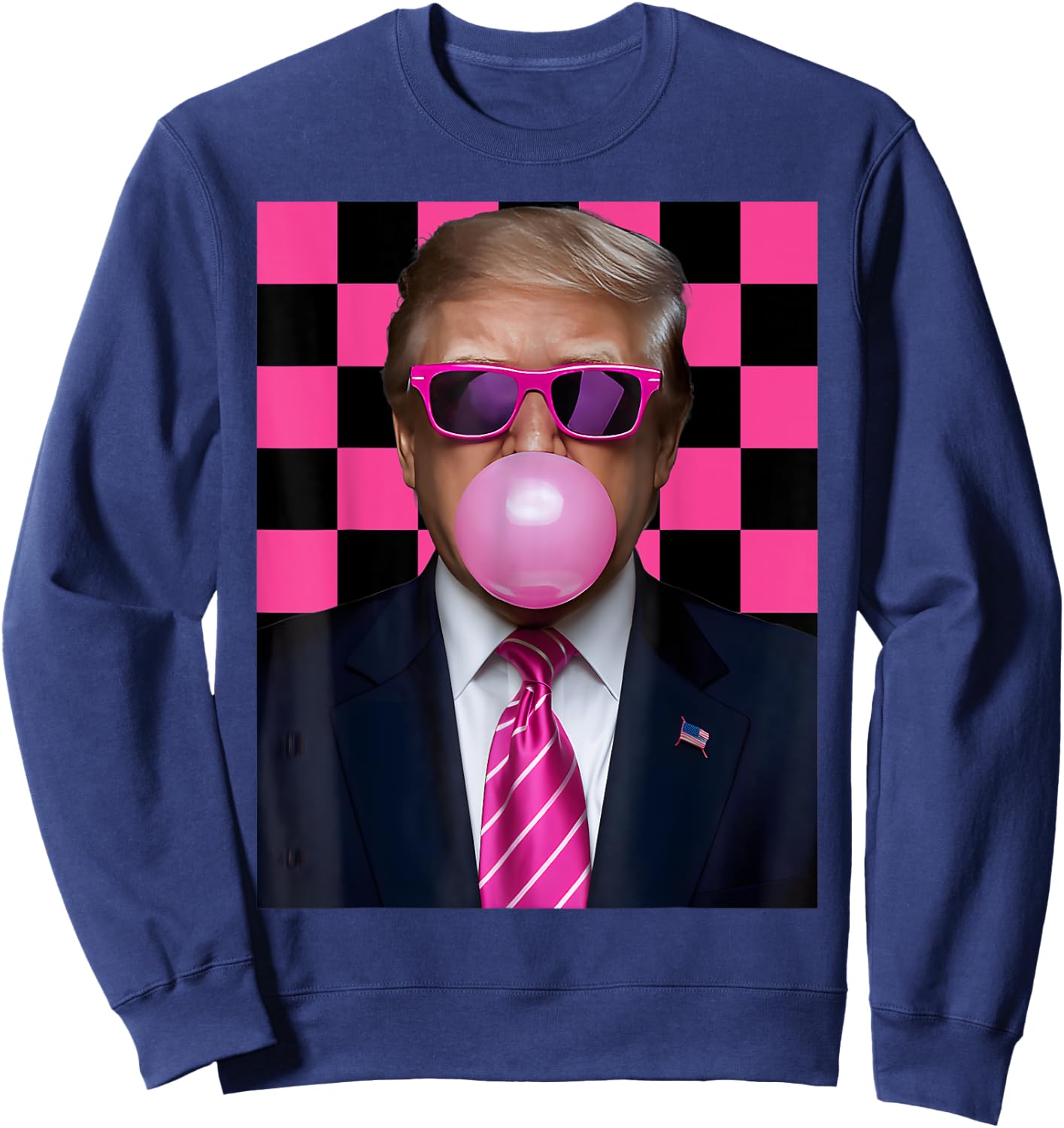 Pink Sunglasses Trump Bubble Gum Shirt 2024 Vote President Sweatshirt - Sweatshirt | Navy