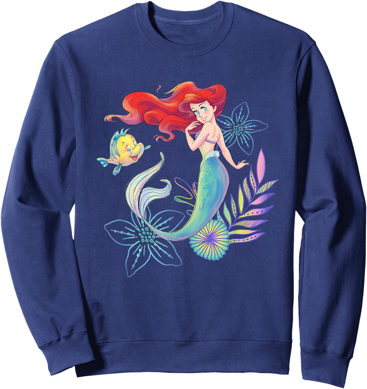 Disney The Little Mermaid Ariel and Flounder Sea Sweatshirt - Sweatshirt | Navy