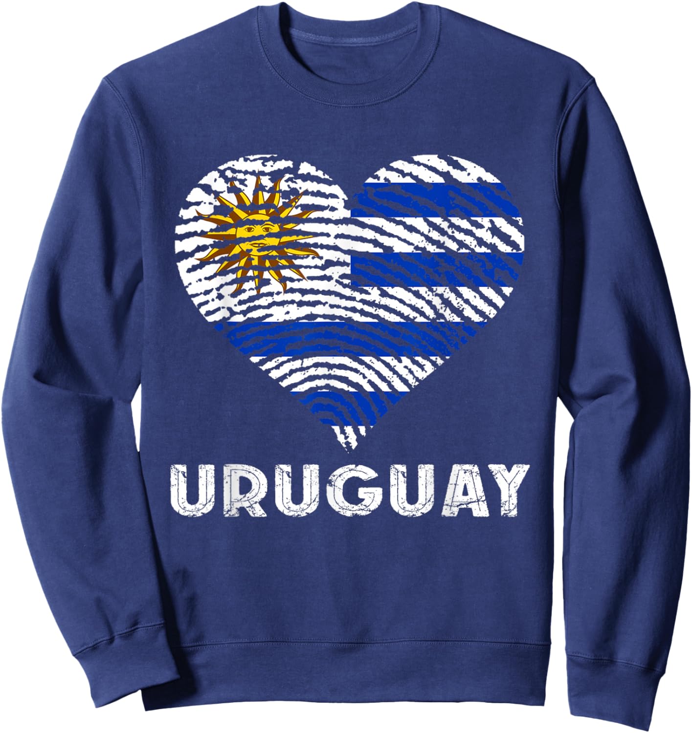Uruguay Flag Heart Uruguayan Pride Uruguayan Roots Sweatshirt - Sweatshirt | Navy