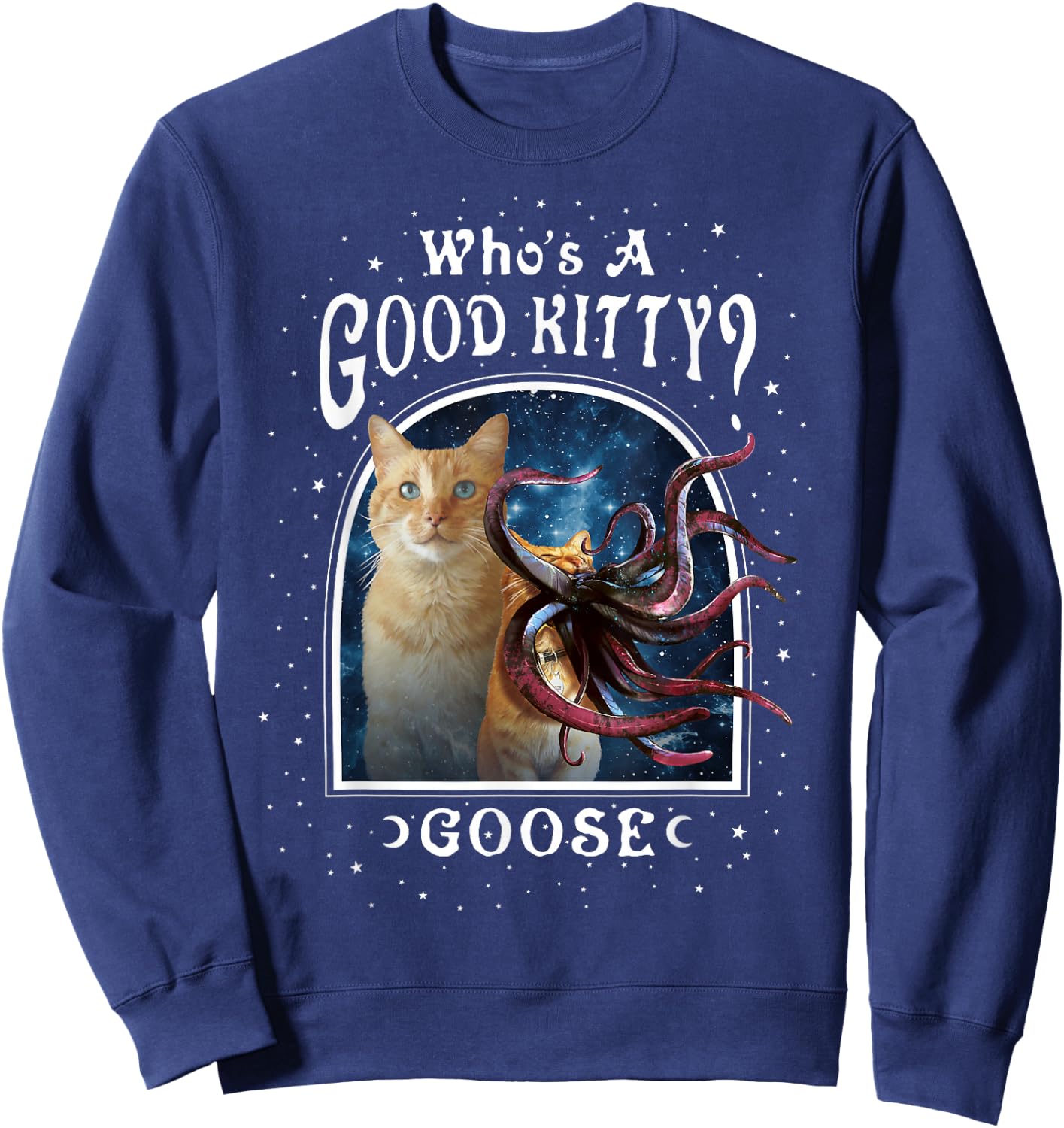 Captain Marvel Who's A Good Kitty Goose Cosmic Portrait Small Sweatshirt - Sweatshirt | Navy