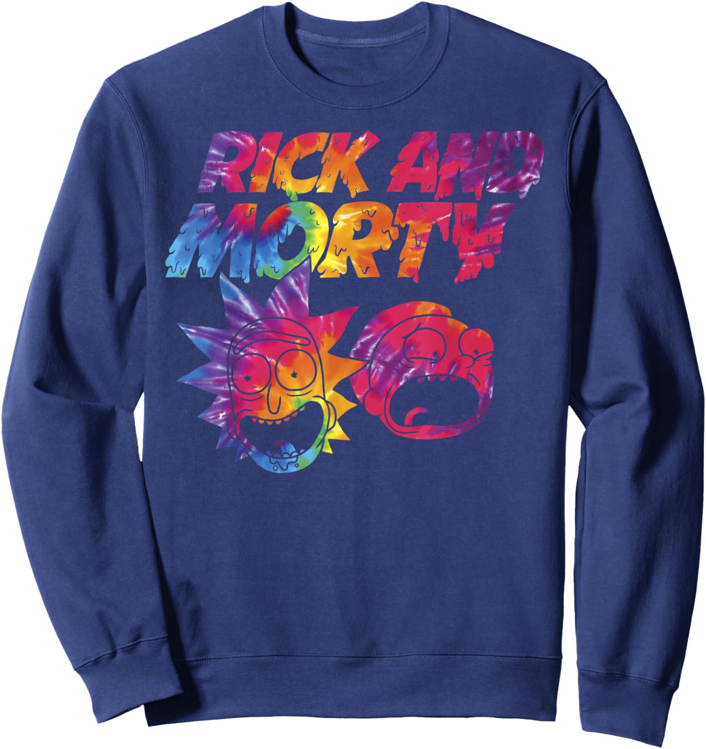 Mademark x Rick and Morty - Rick And Morty Tie Dye Drip Graphic Sweatshirt - Sweatshirt | Navy