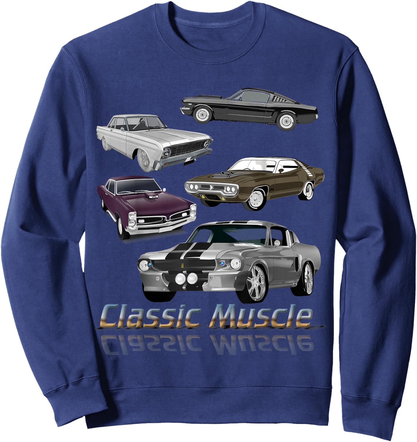 Classic American Muscle Cars Novelty Small Sweatshirt - Sweatshirt | Navy