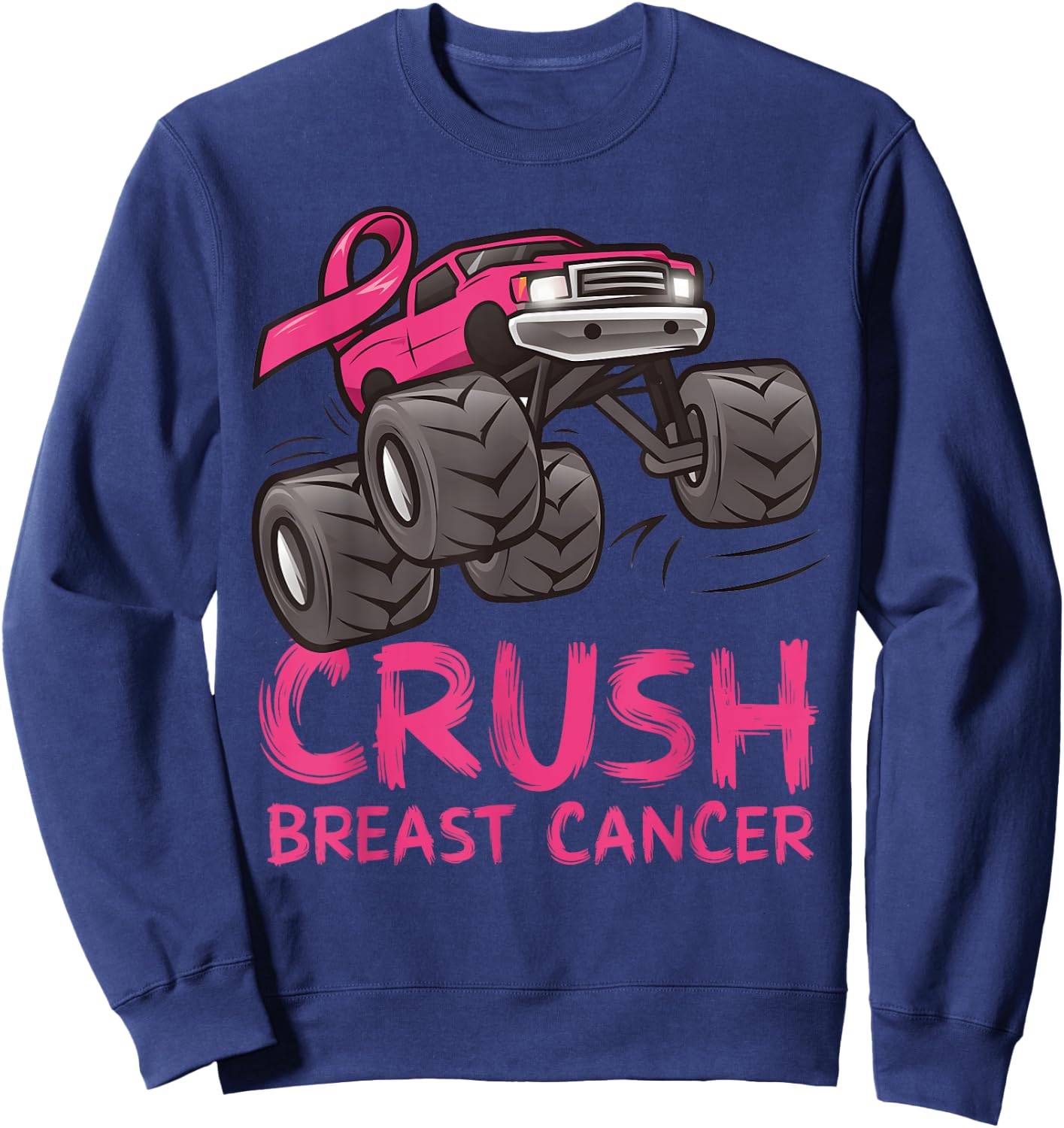 Crush Breast Cancer Pink Ribbon Awareness For Kids Sweatshirt - Sweatshirt | Navy