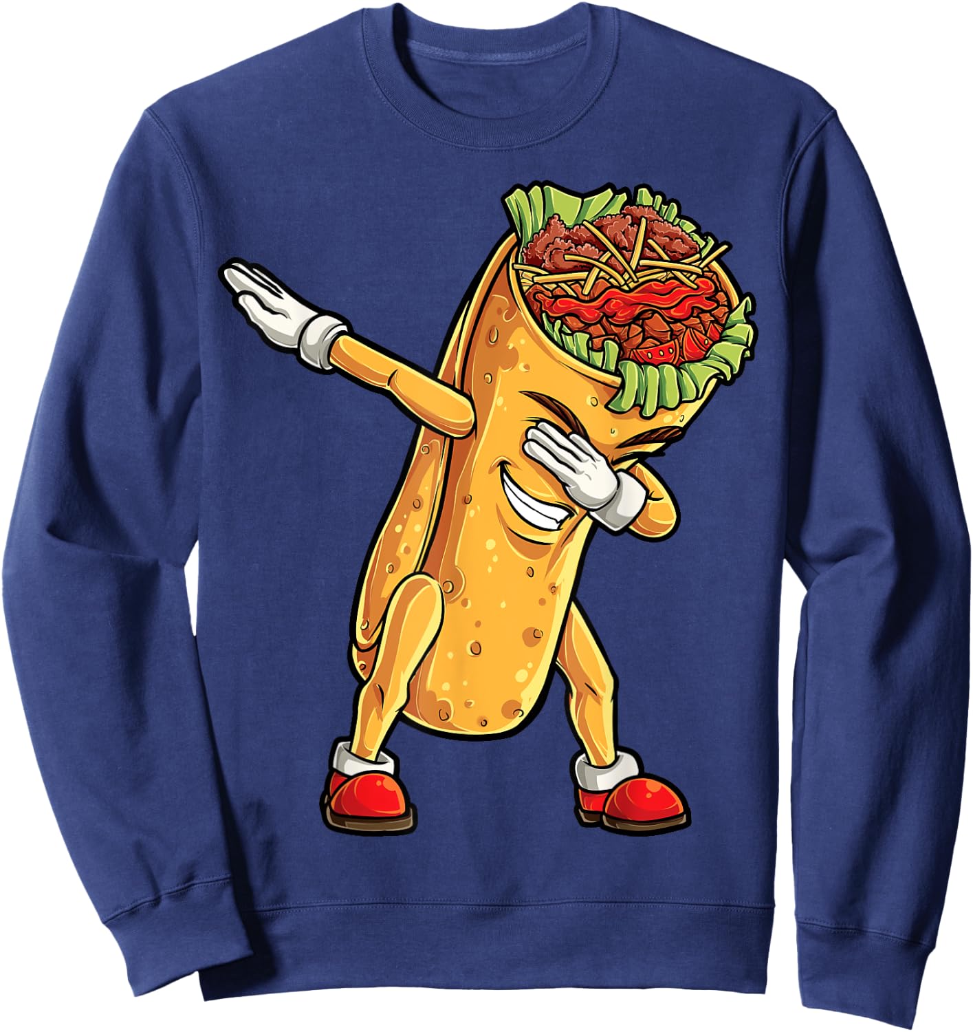 Dabbing Burrito T Shirt Cinco de Mayo Kids Boys Men Women Sweatshirt - Sweatshirt | Navy