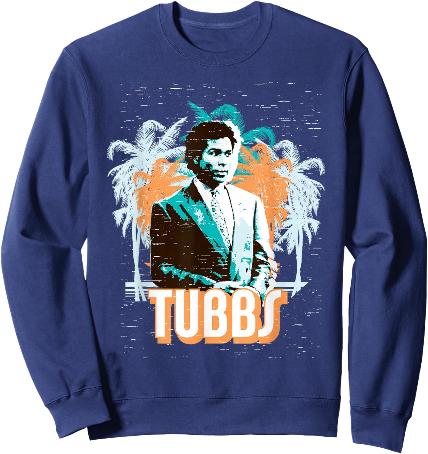 Miami Vice Tubbs and Palm Tree Scenery Sweatshirt - Sweatshirt | Navy