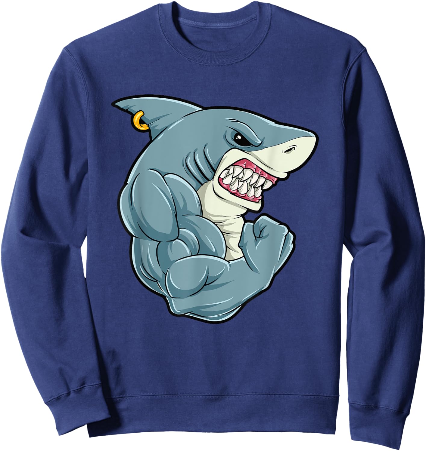 Fitness Shark At The Gym | Training Men Women Kids Sweatshirt - Sweatshirt | Navy