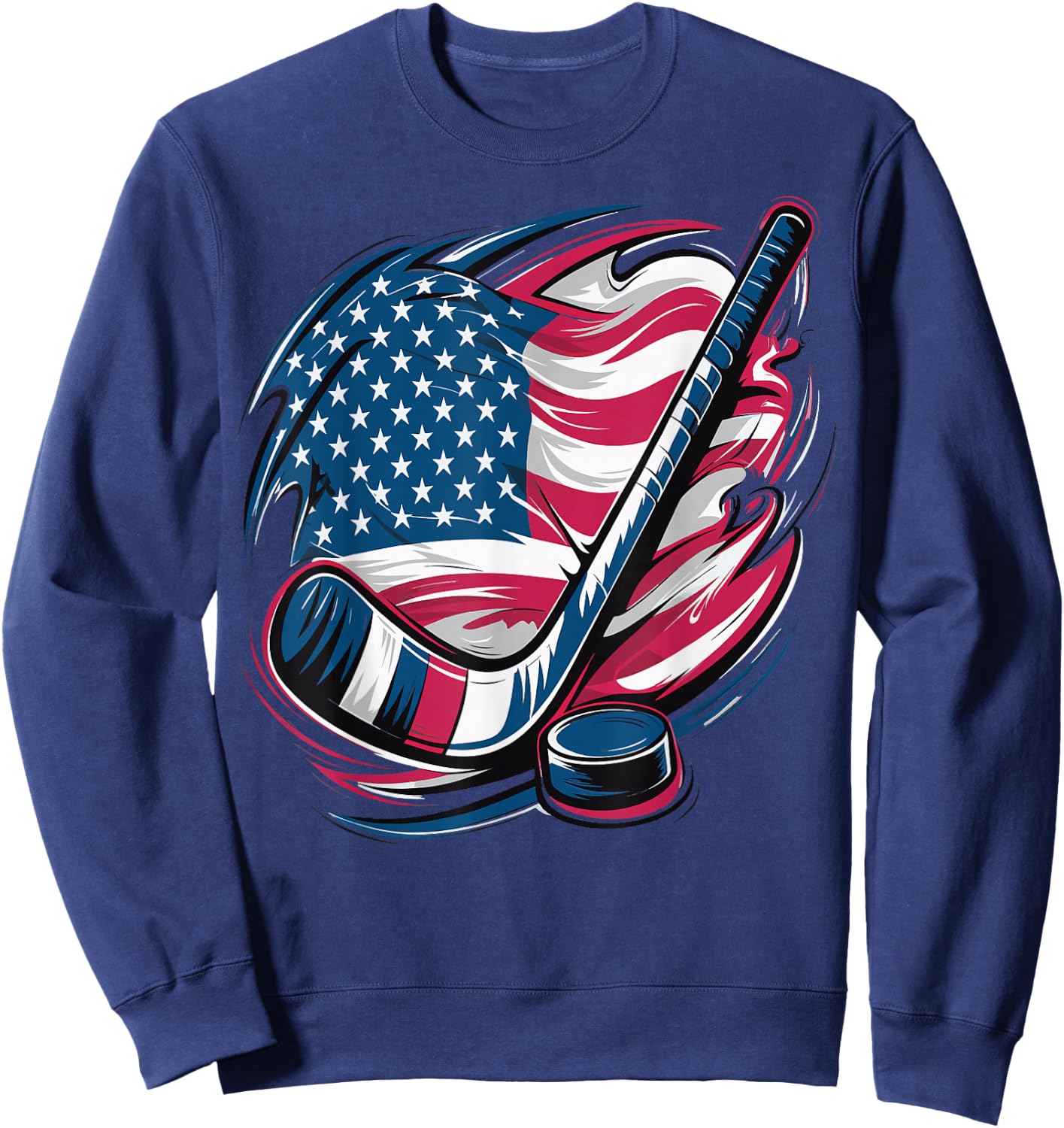 Ice Hockey USA Flag USA Flag Sweatshirt - Sweatshirt | Navy