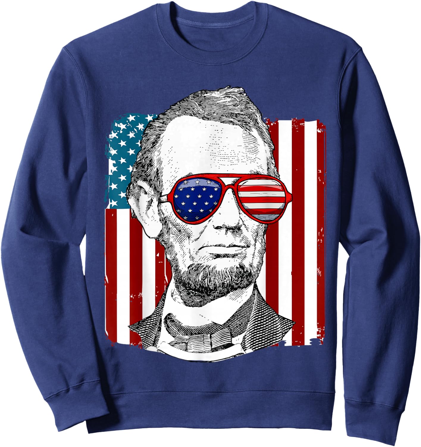 America USA Abe Lincoln 4th of July Men Boys Gift Sweatshirt - Sweatshirt | Navy