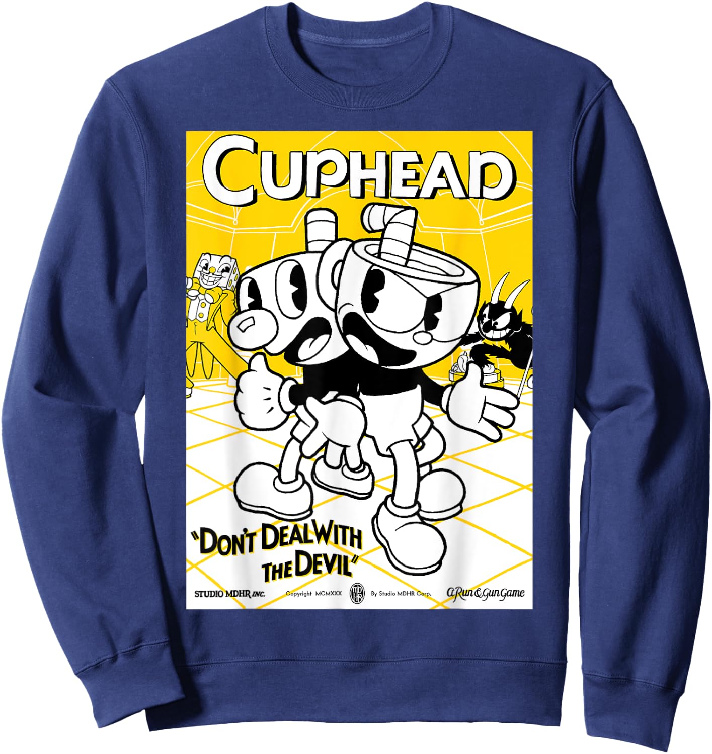 Cuphead Don't Deal With The Devil Poster Sweatshirt - Sweatshirt | Navy