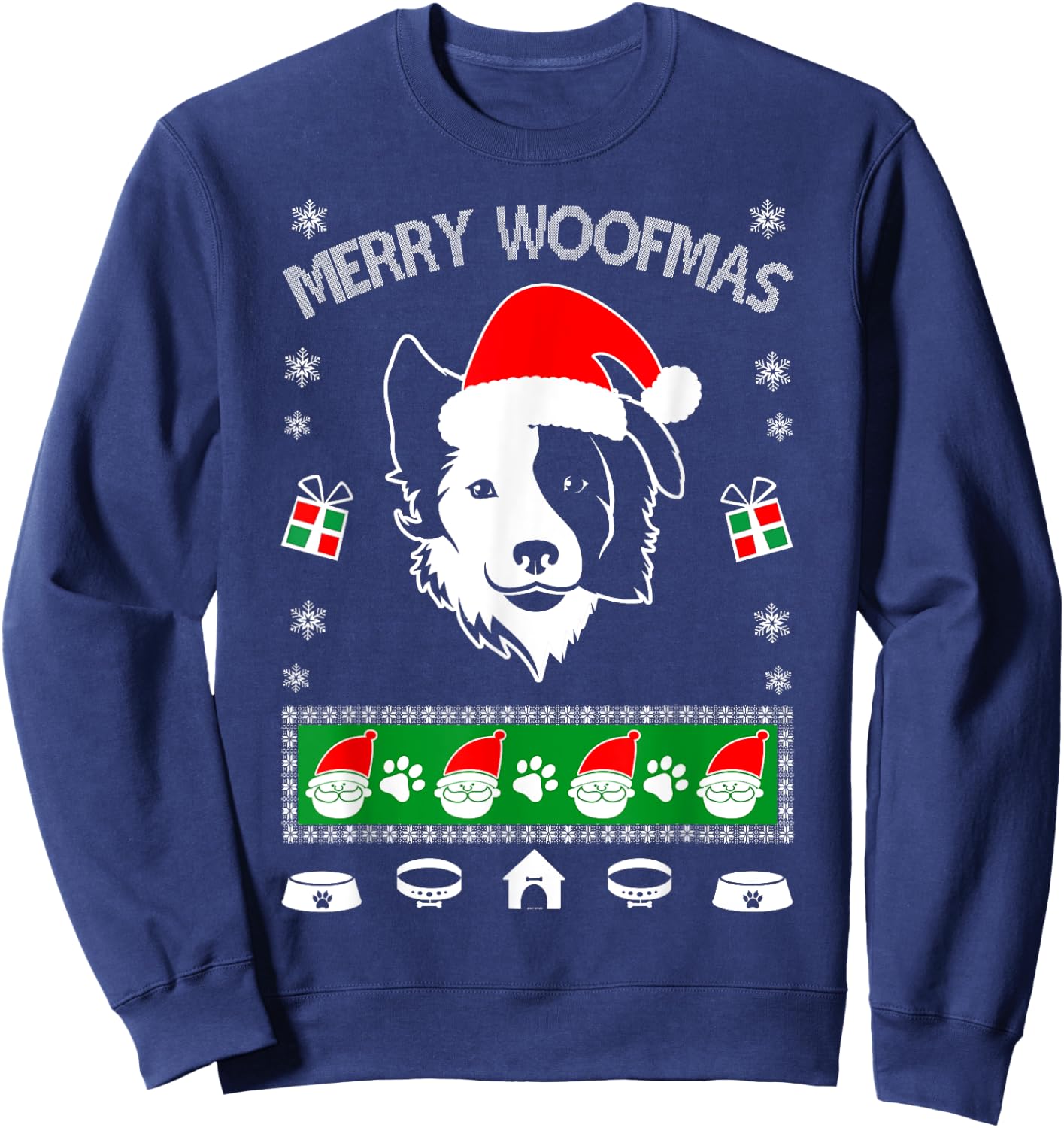 Border Collie Ugly Christmas shirt gift Sweatshirt - Sweatshirt | Navy