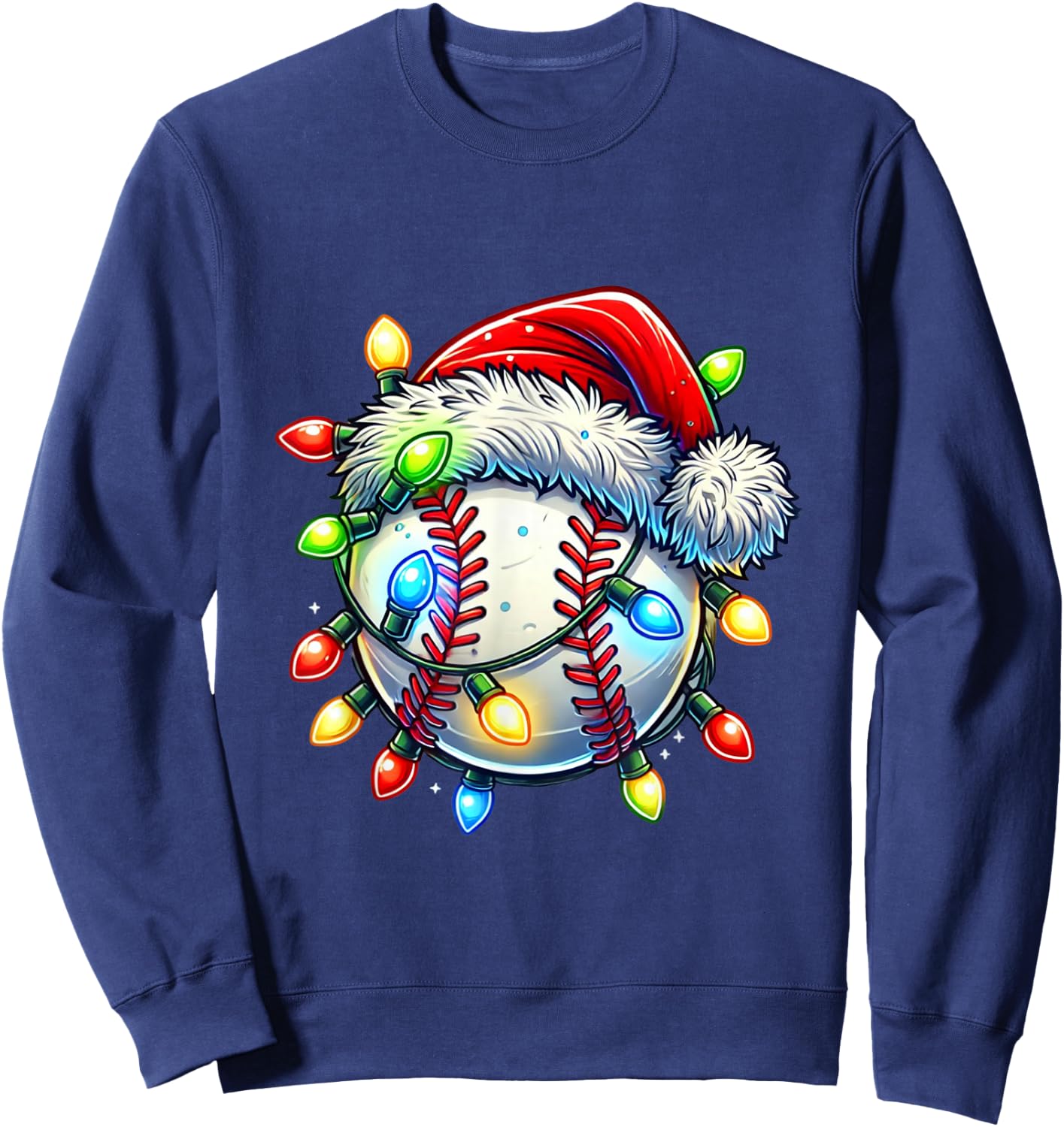 Festive Christmas Baseball Design Santa Hat Sports Pajamas Sweatshirt - Sweatshirt | Navy