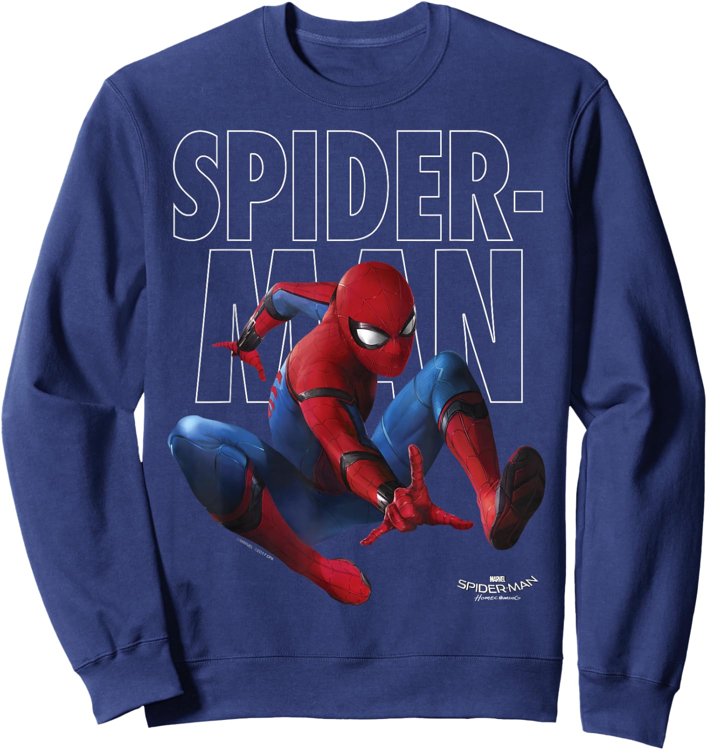 Marvel Spider-Man Homecoming Outlined Epic Jump Pose Small Sweatshirt - Sweatshirt | Navy