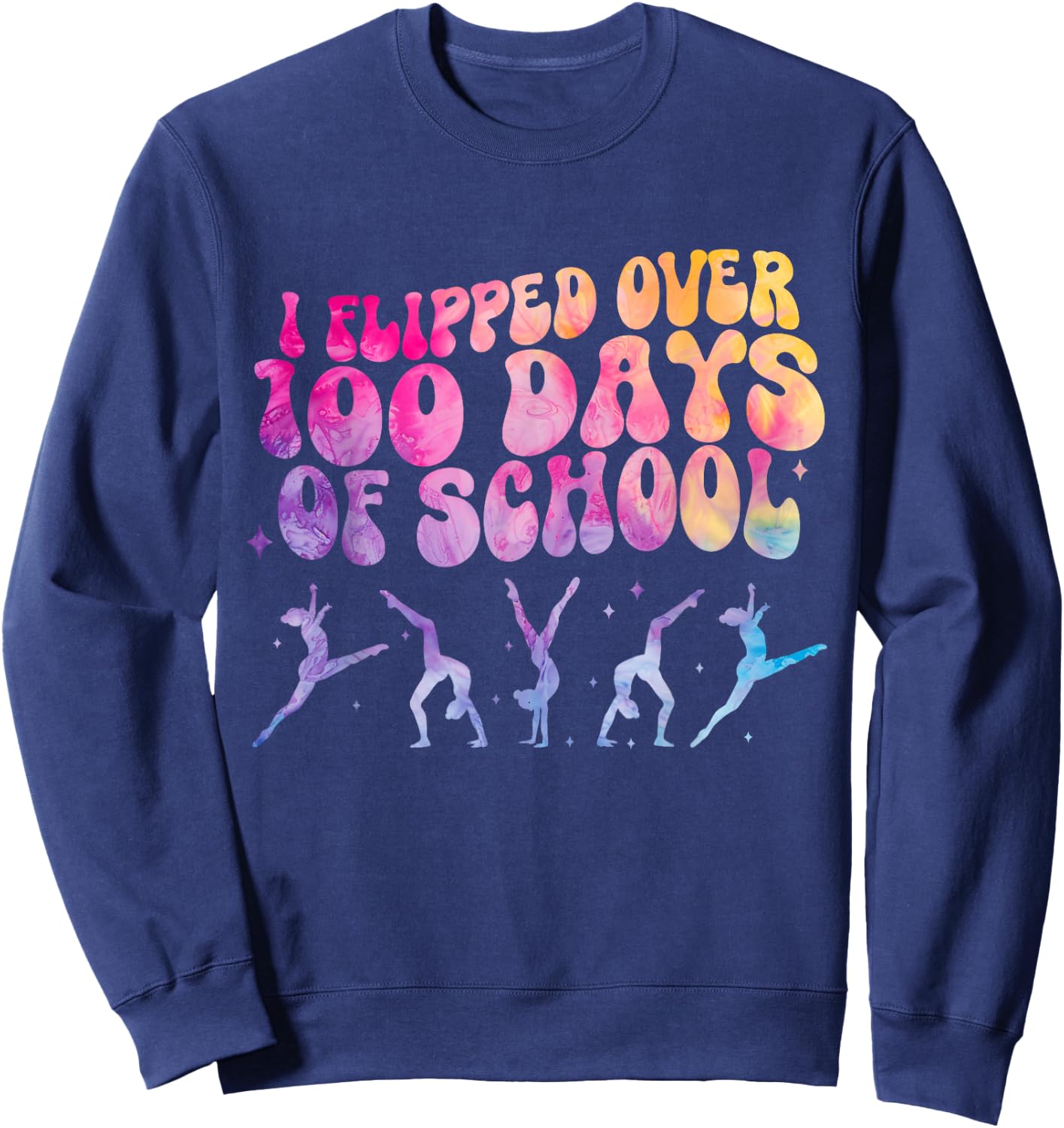 Gymnast HAPPY 100 days of school Gymnastic Tumbling Sweatshirt - Sweatshirt | Navy
