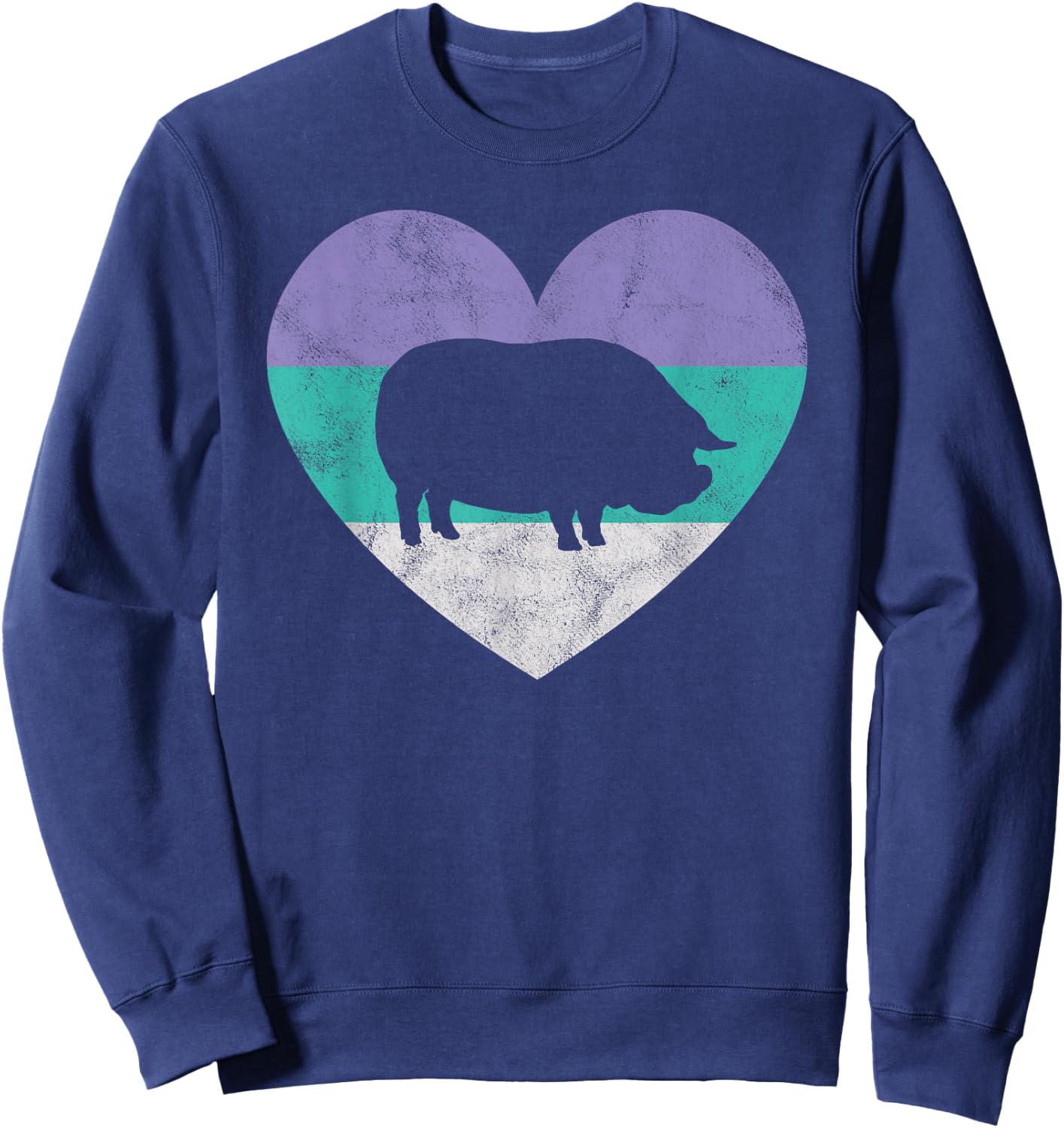 Pot Belly Pig Gift Shirt & Girls Retro Cute Sweatshirt - Sweatshirt | Navy