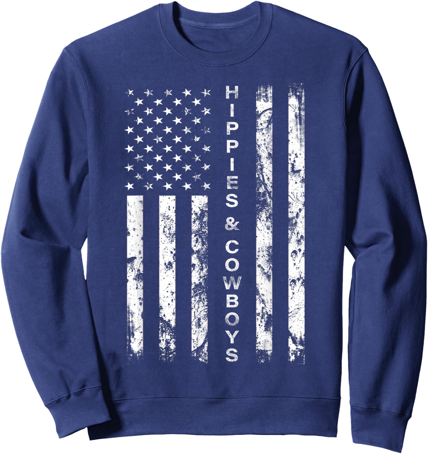 Raisin Hell with The Hippies and Cowboys - American Flag Small Sweatshirt - Sweatshirt | Navy